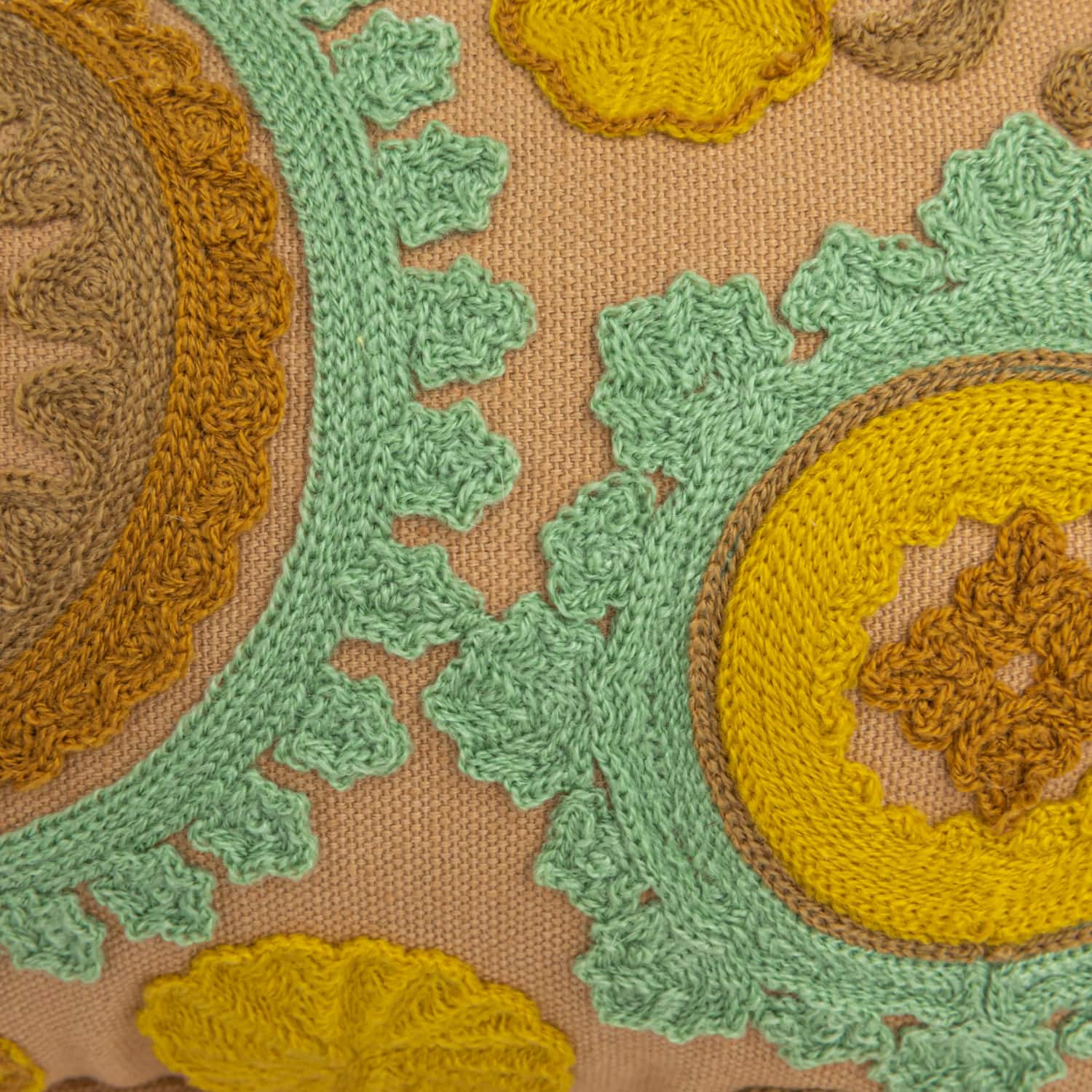 Hello Honey&#xAE; 24&#x22; Taupe, Green &#x26; Mint Round Floral Cotton &#x26; Sherpa Pet Bed