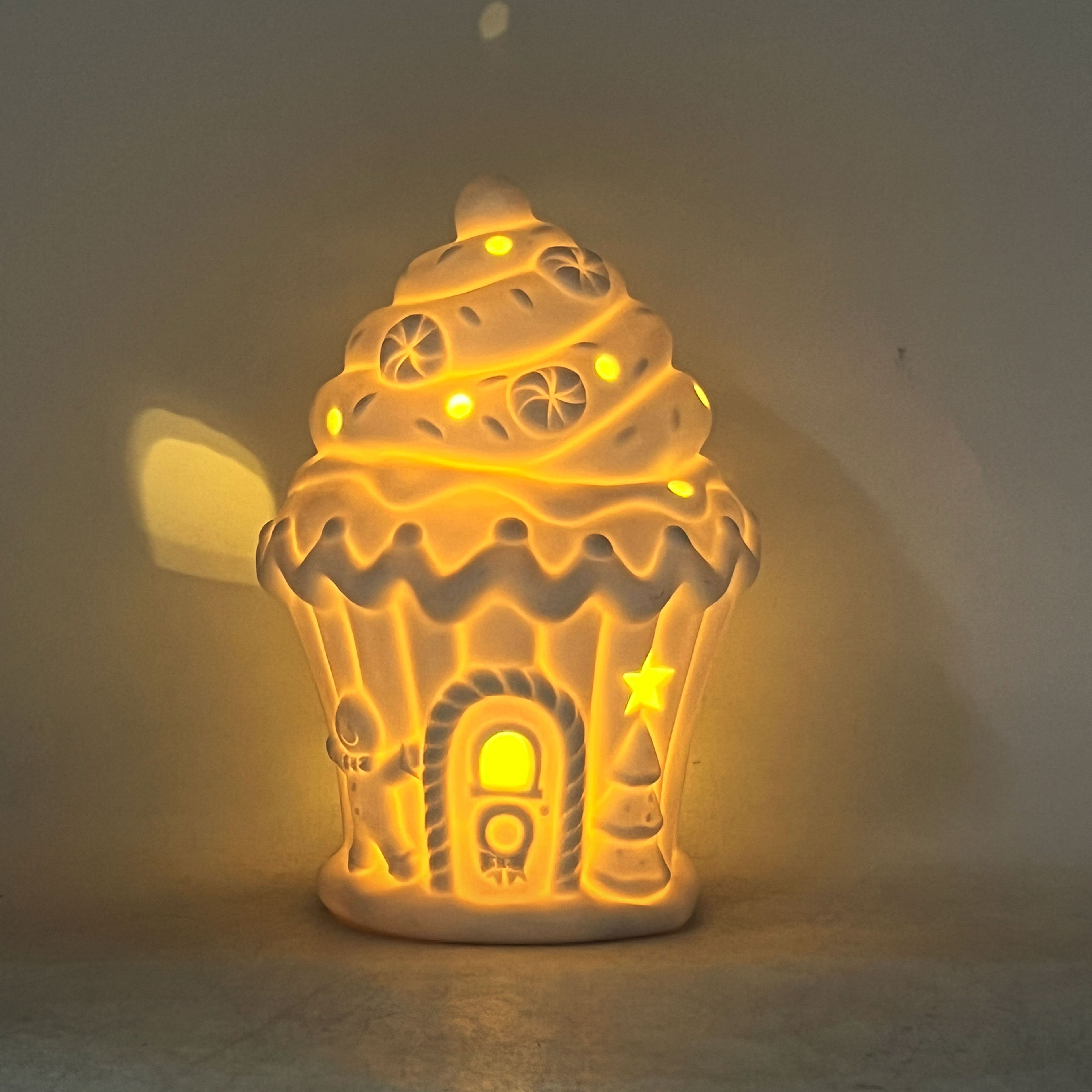 7.25&#x22; Ice Cream House DIY LED Ceramic D&#xE9;cor by Make Market&#xAE;