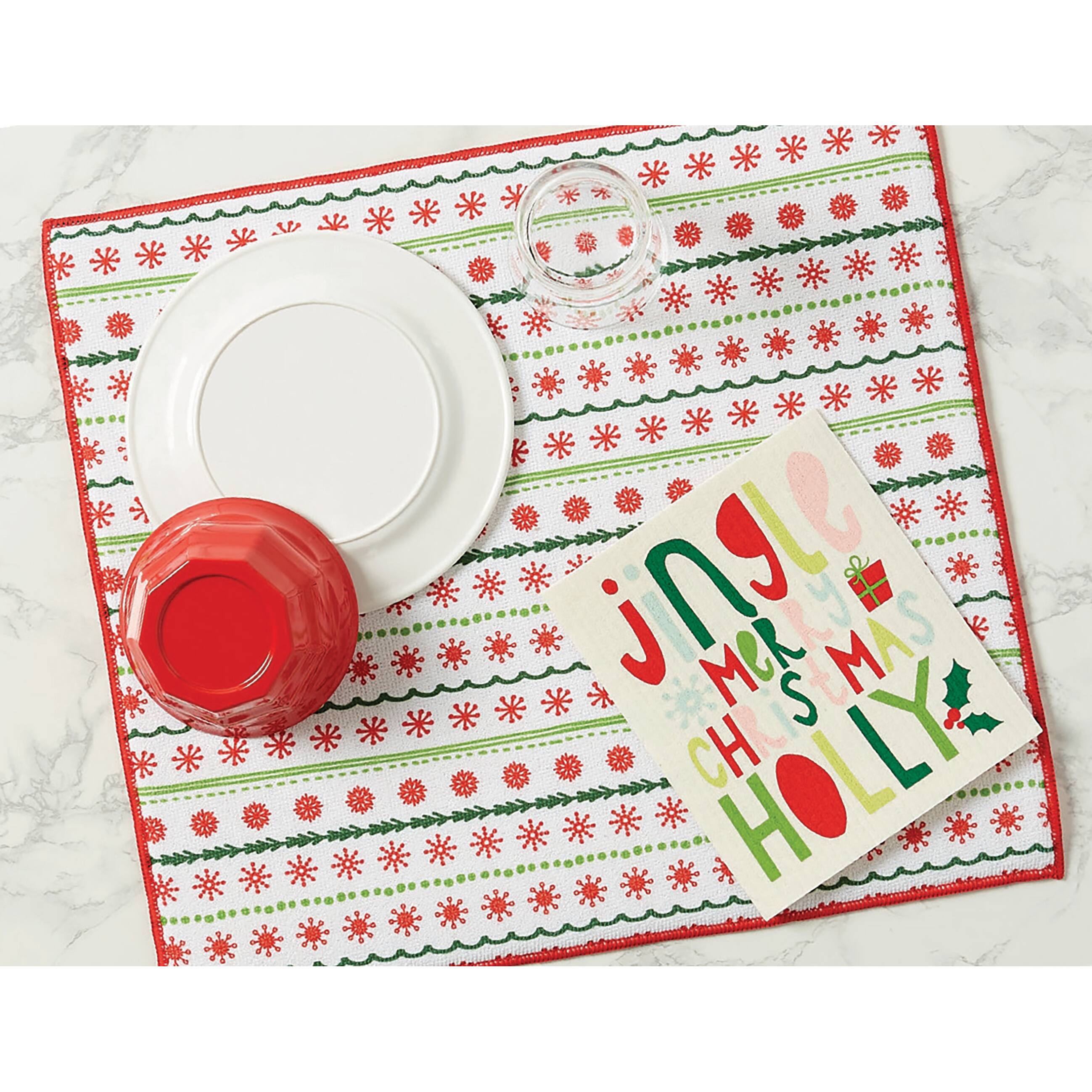 Great Choice Products Christmas Snowflakes On Red Dish Drying Mat For  Kitchen, Absorbent Microfiber Drying Pad Dish Mat, 16 X 18