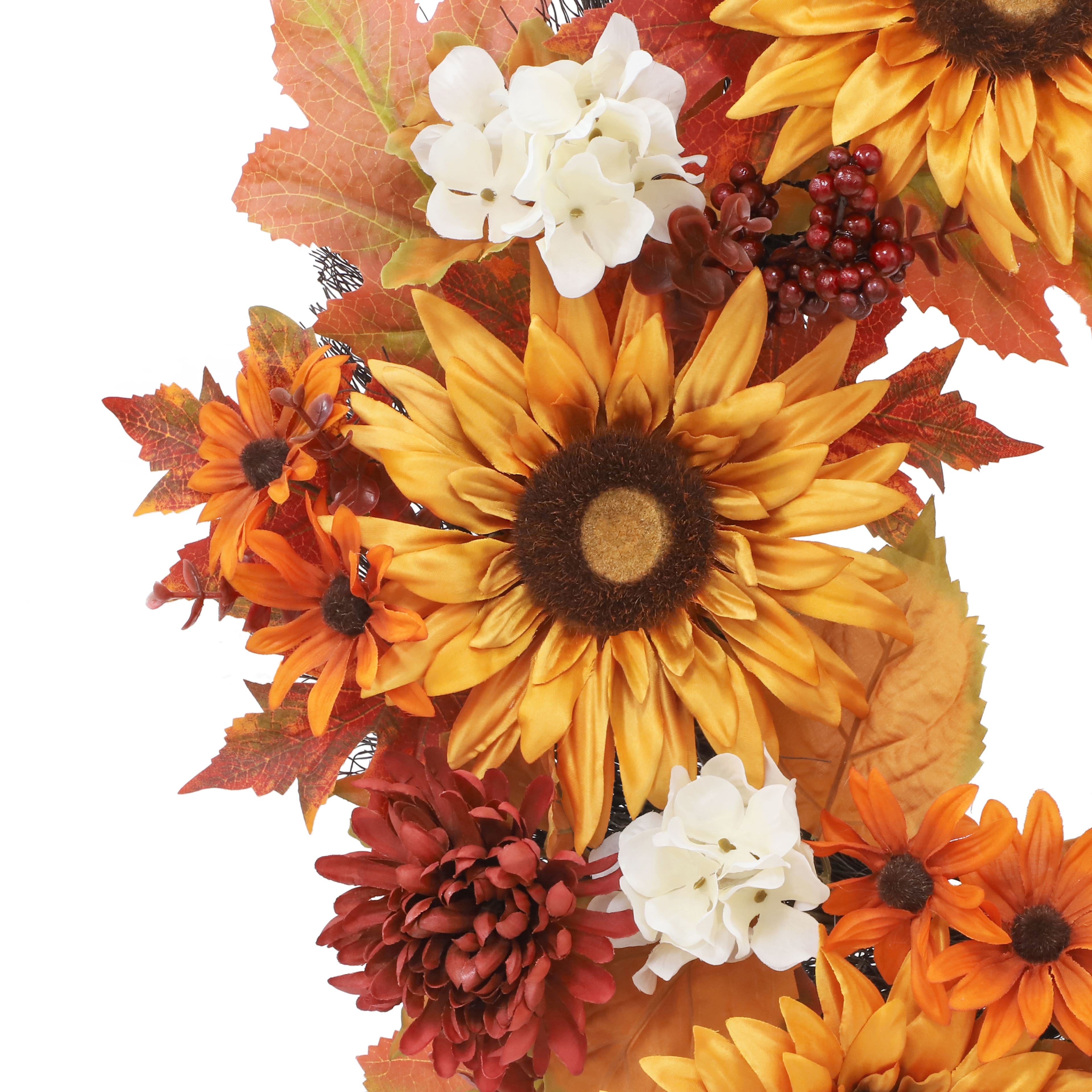 22" Orange Sunflower & Mum Wreath by Ashland®