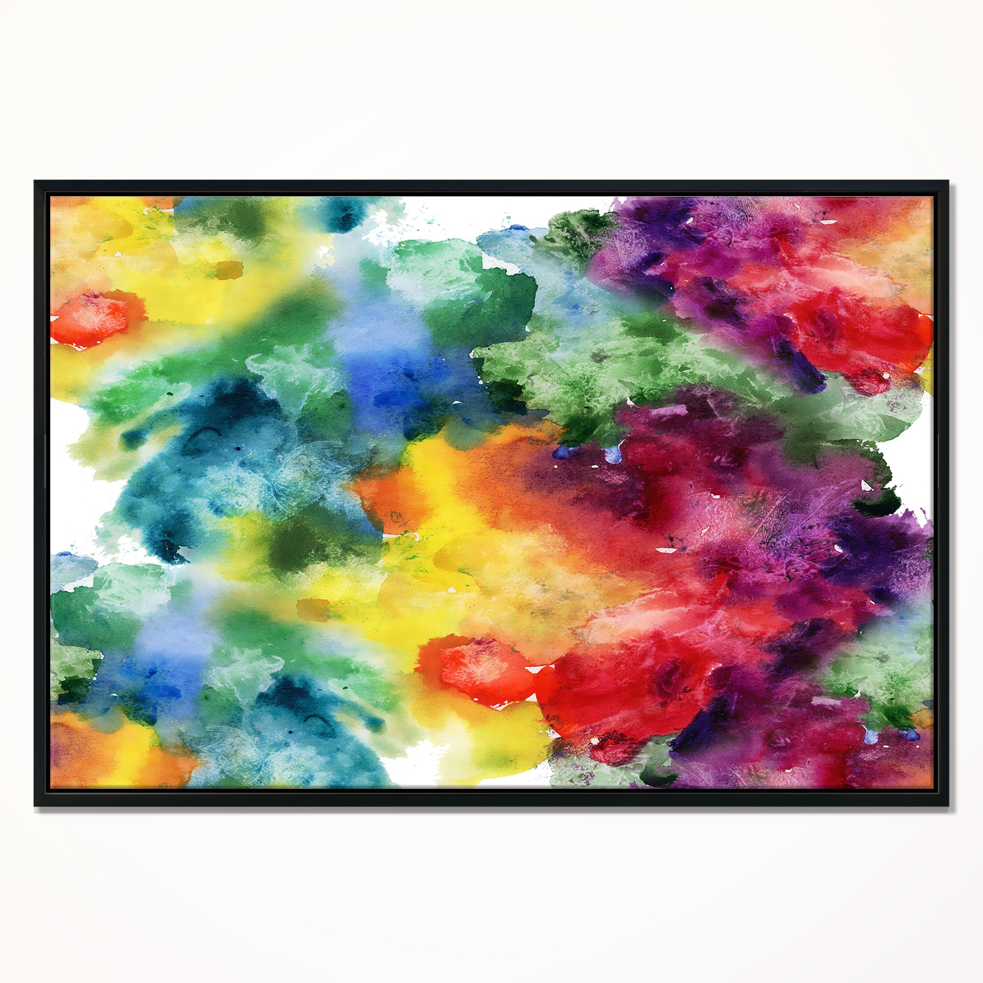 Designart - Abstract Watercolor Texture - Abstract Canvas Artwork in Black Frame
