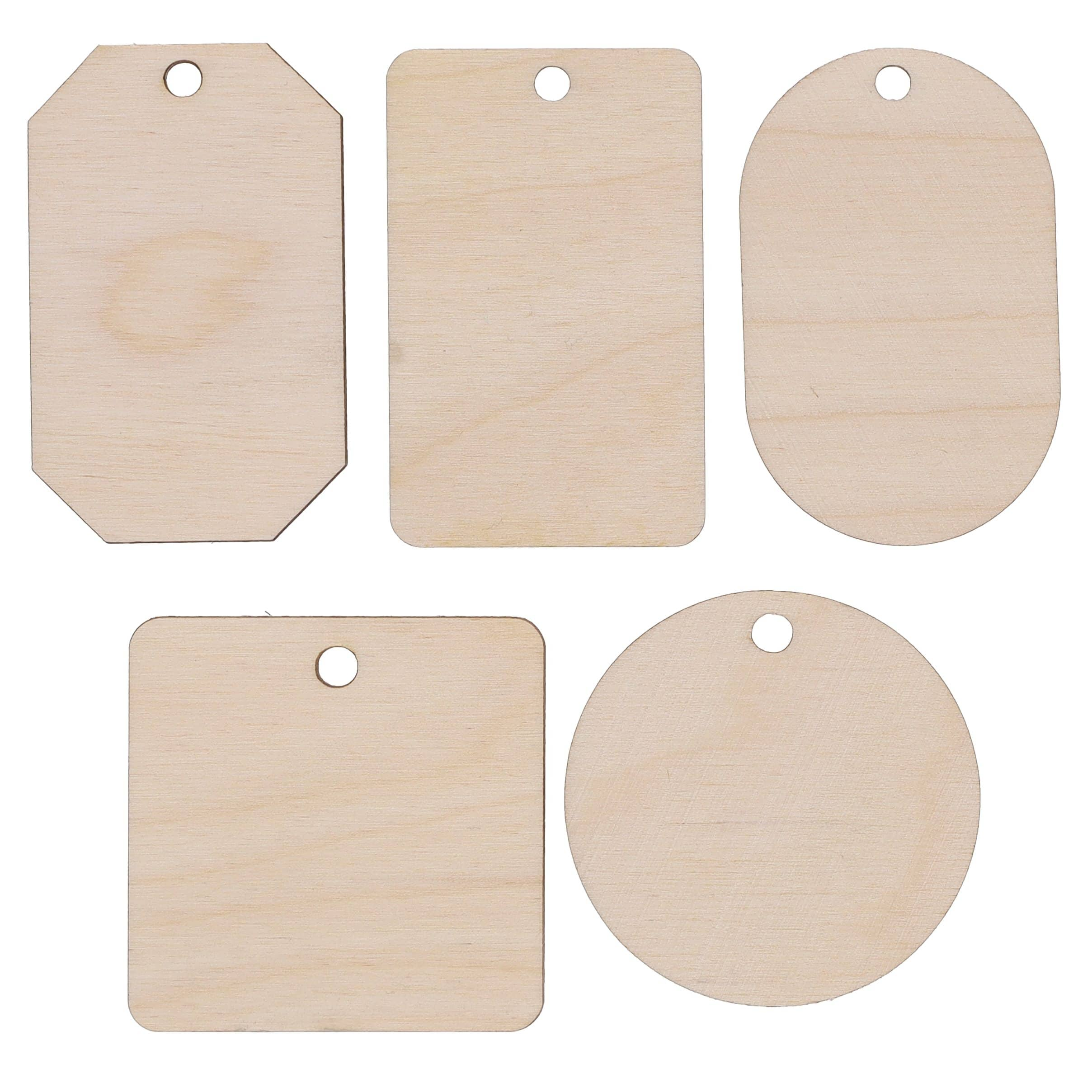 Essentials by Leisure Arts Flat Shapes Wood Tags, 20ct.