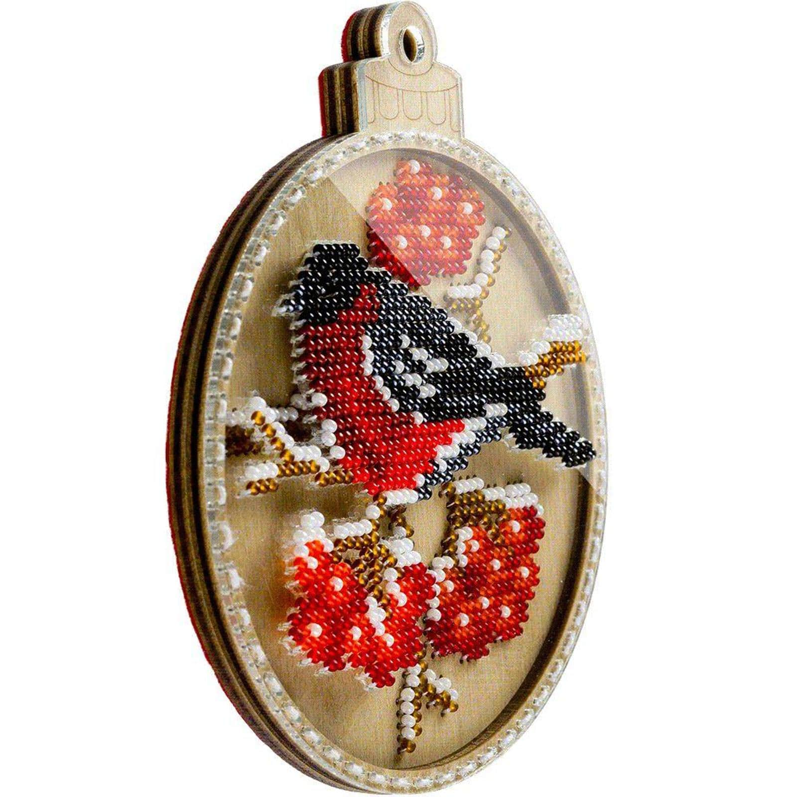 Wonderland Crafts Robin Bead Embroidery on Wood Ornament Kit