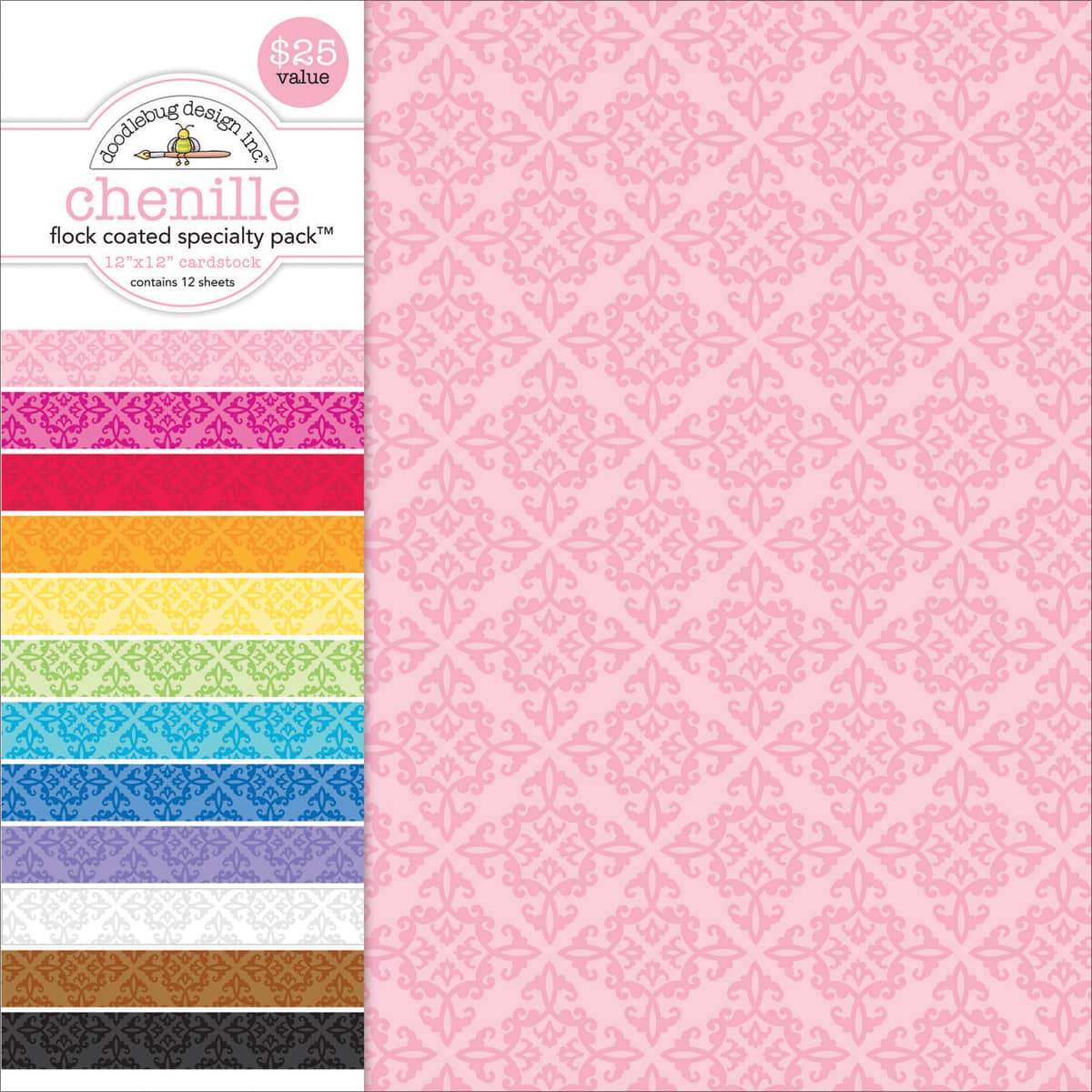 Doodlebug Design Inc.&#x2122; Flocked Chenille Specialty 12&#x22; x 12&#x22; Cardstock, 12 Sheets