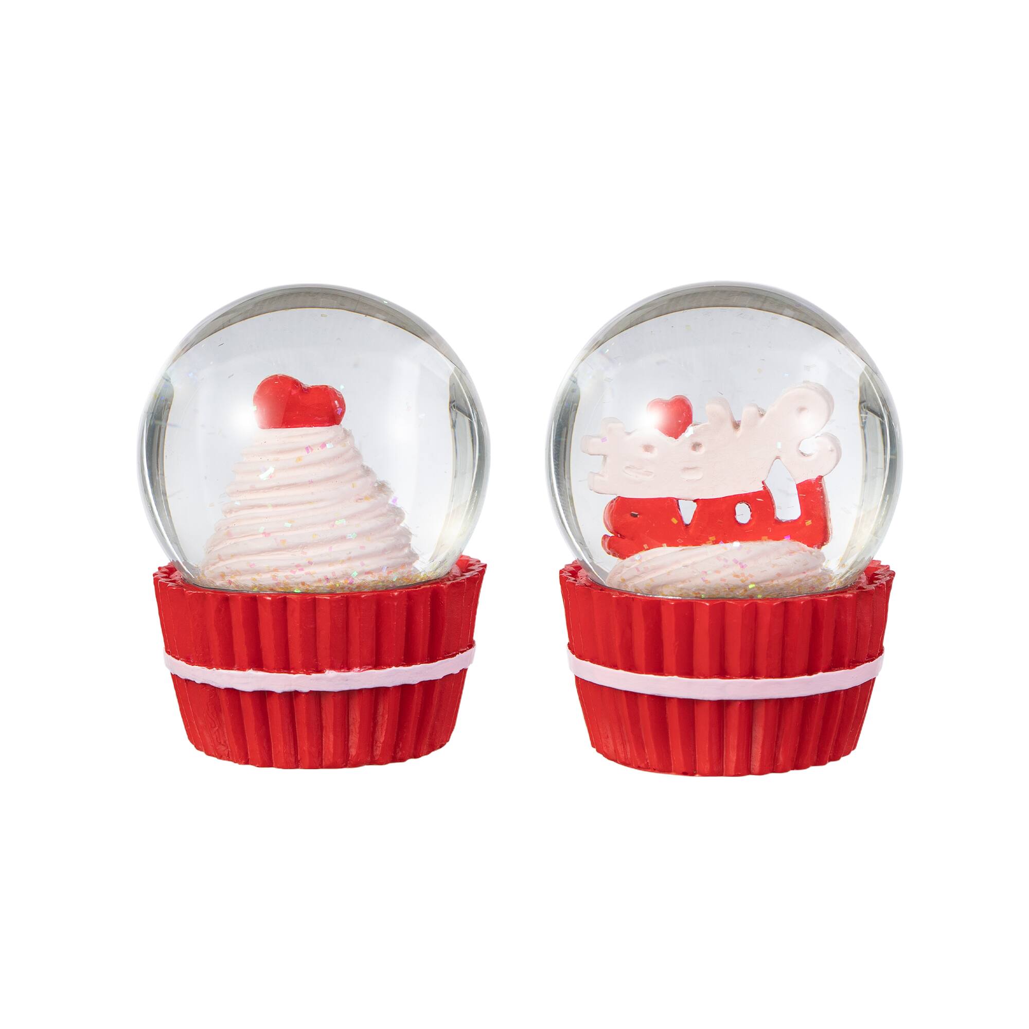 Glitzhome&#xAE; 3.25&#x22; Valentine&#x27;s Cupcake Waterglobes Set