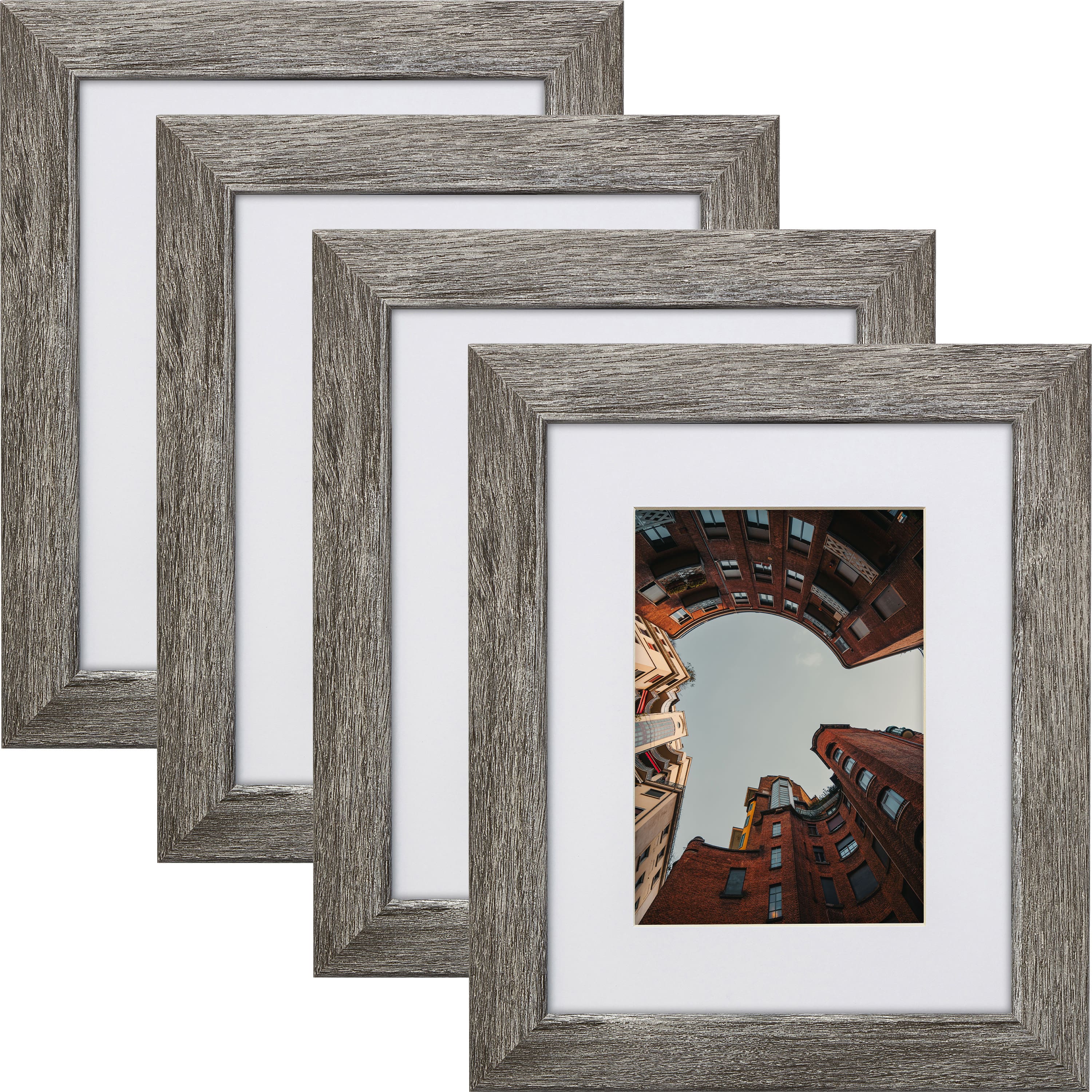 Craig Frames 4 Pack: Bauhaus 125 Barnwood Gray Picture Frame with Mat