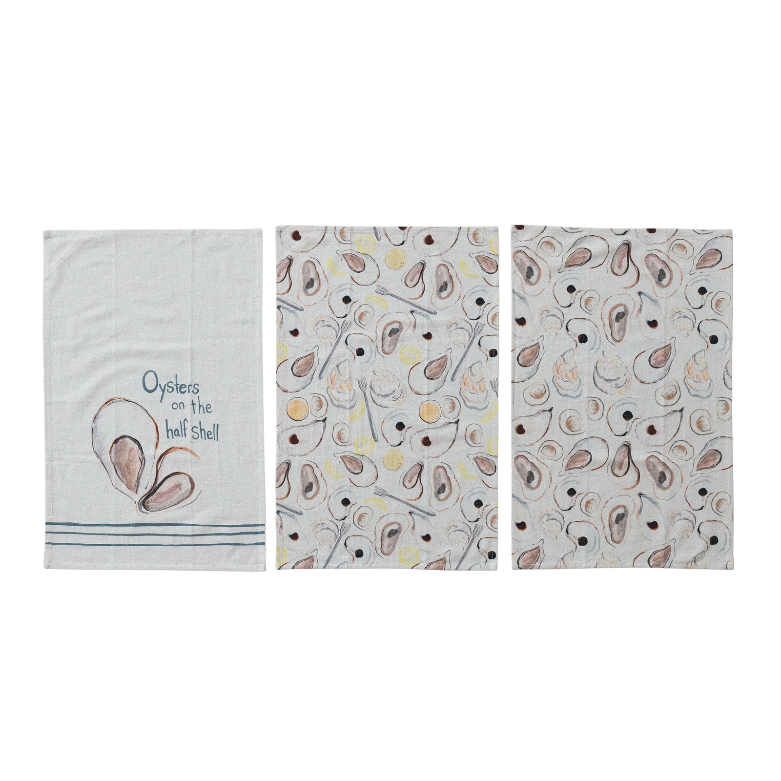 Hello Honey® Multicolor Cotton & Linen Oyster Tea Towels Set D812560S
