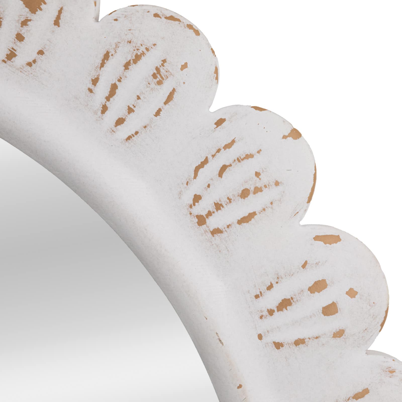 Hello Honey&#xAE; 31.5&#x22; White Arched Raised Scallop Pattern Wall Mirror