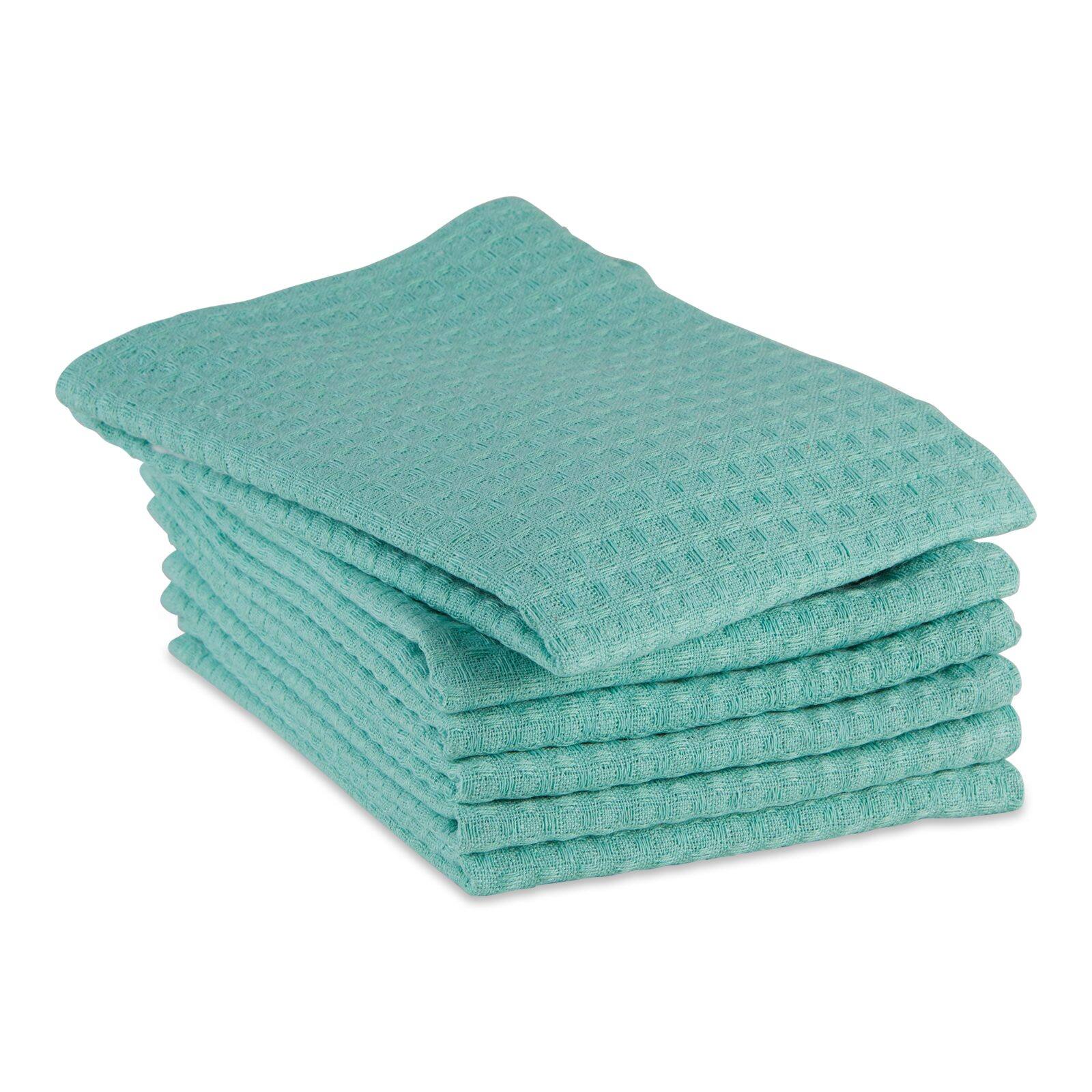 DII&#xAE; Aqua Recycled Cotton Waffle Dish Towels, 6ct.