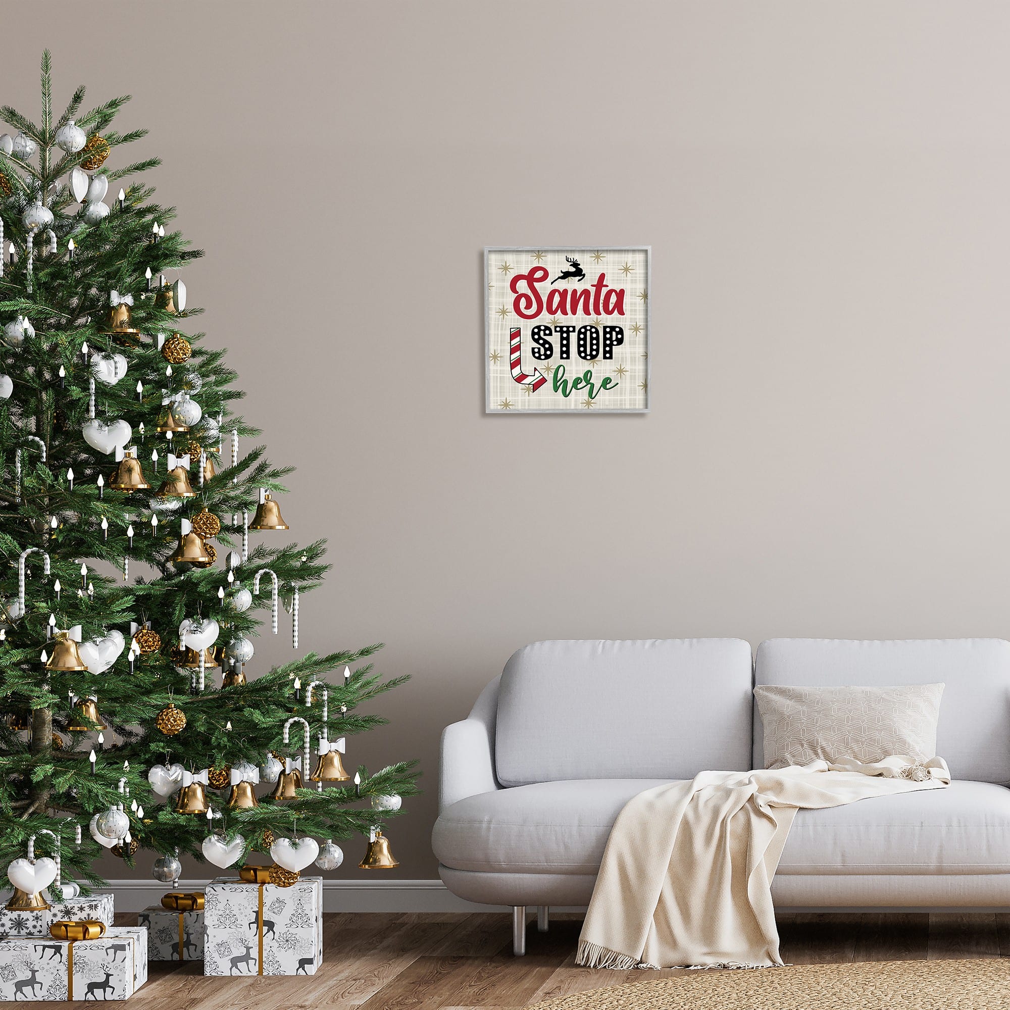 Stupell Industries Santa Stop Here Retro Holiday Framed Giclee Art