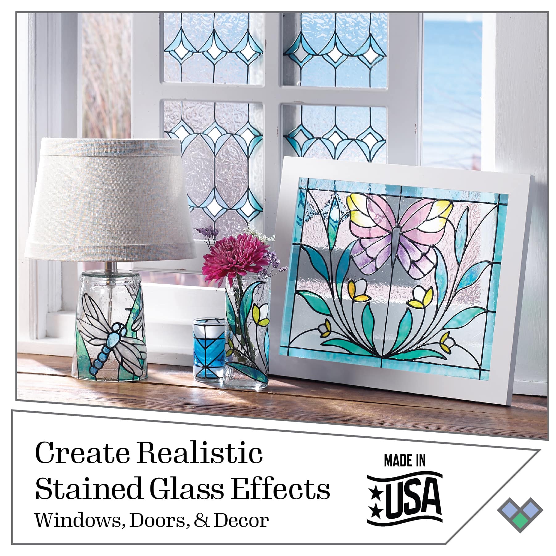 Plaid Gallery Glass Window Color Acrylic Paint Set 2-Ounce PROMOGGII Best Colors