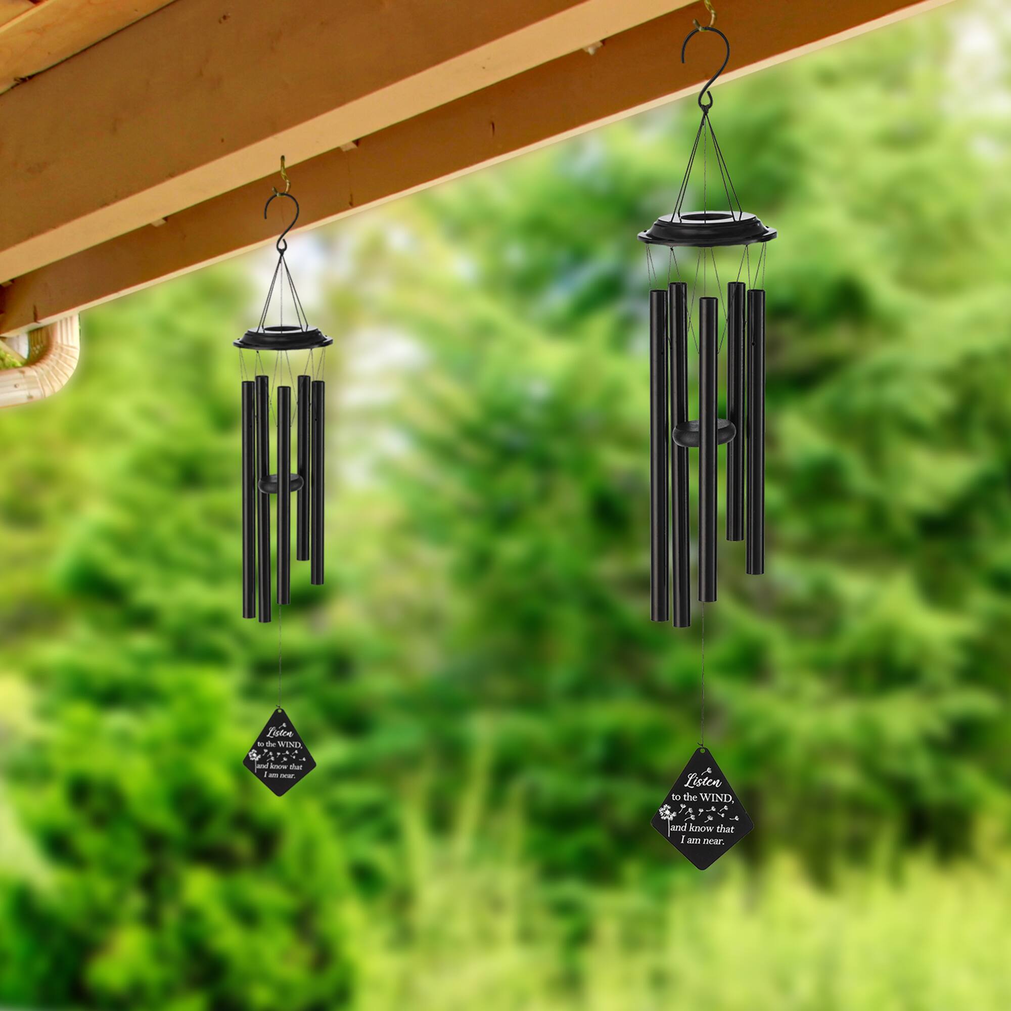 Glitzhome® 38" Matte Black Metal Black Windchime
