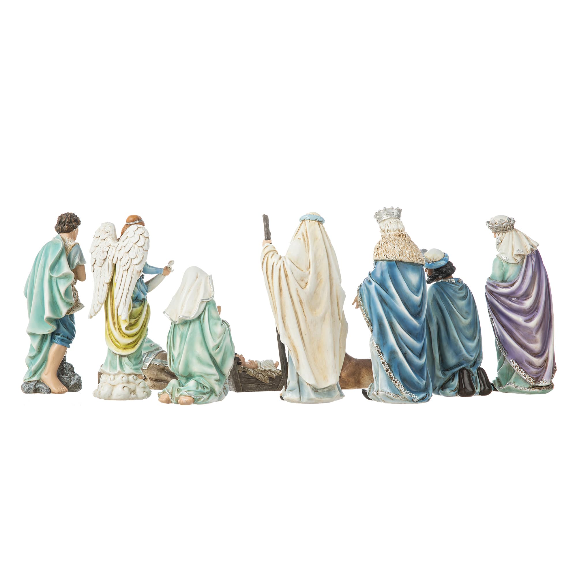 Glitzhome&#xAE; 12 Piece Deluxe Blue Nativity Figurine Set