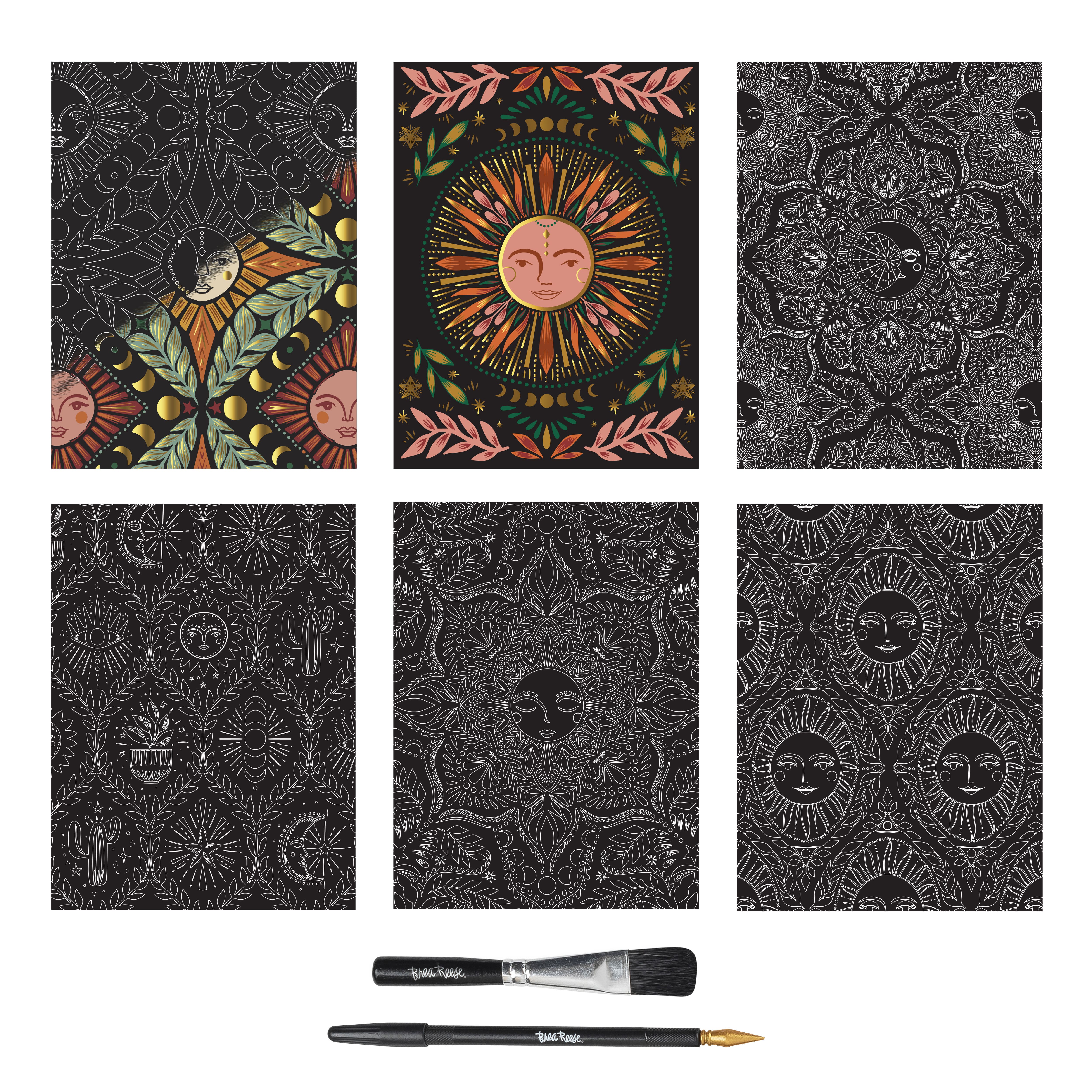 Brea Reese&#x2122; 9&#x22; x 12&#x22; Fall Moon &#x26; Sun Scratch Art Paper Pad
