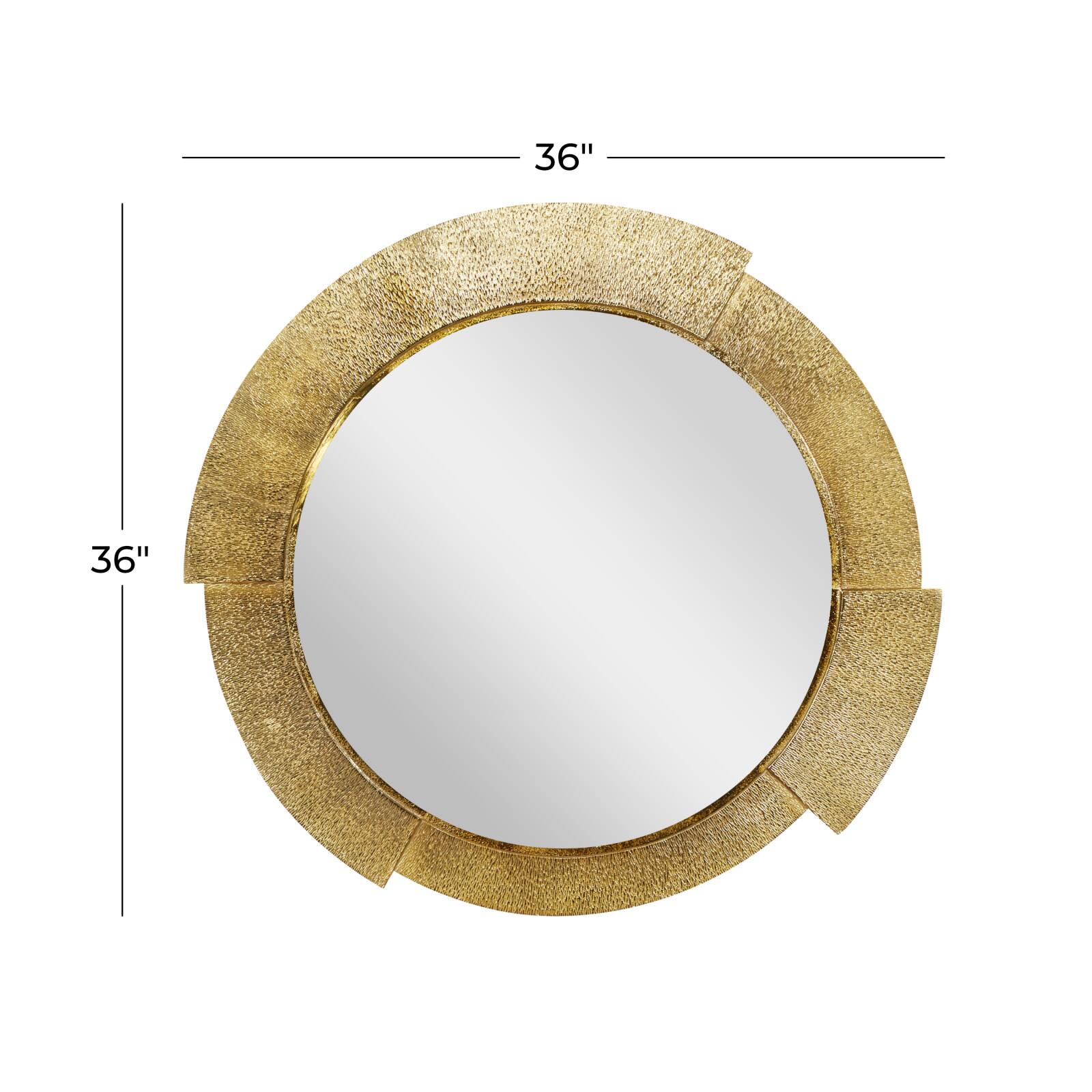 36" Gold Aluminum Contemporary Round Wall Mirror
