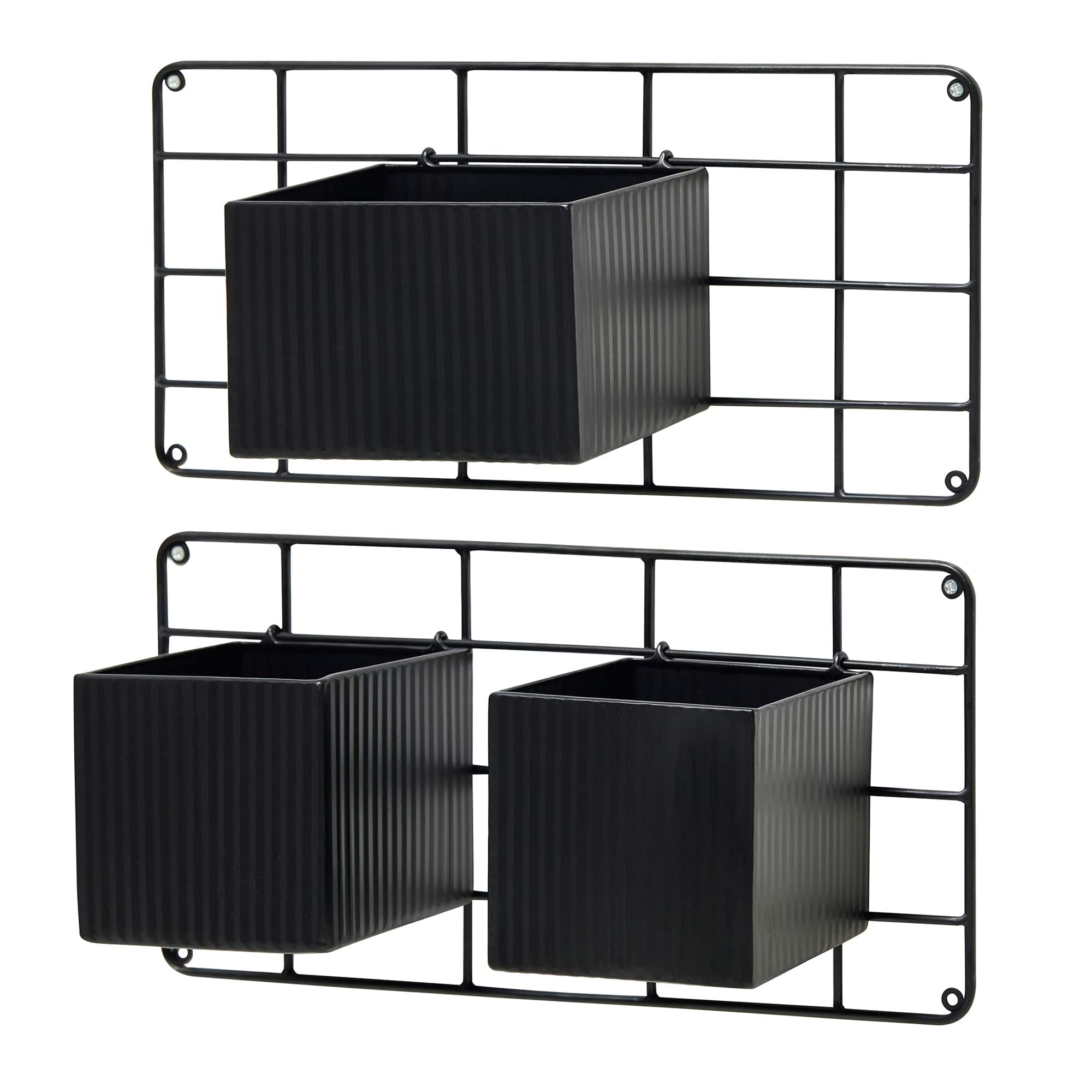 Glitzhome® Black Metal Vertical Wall Planter Stands Set