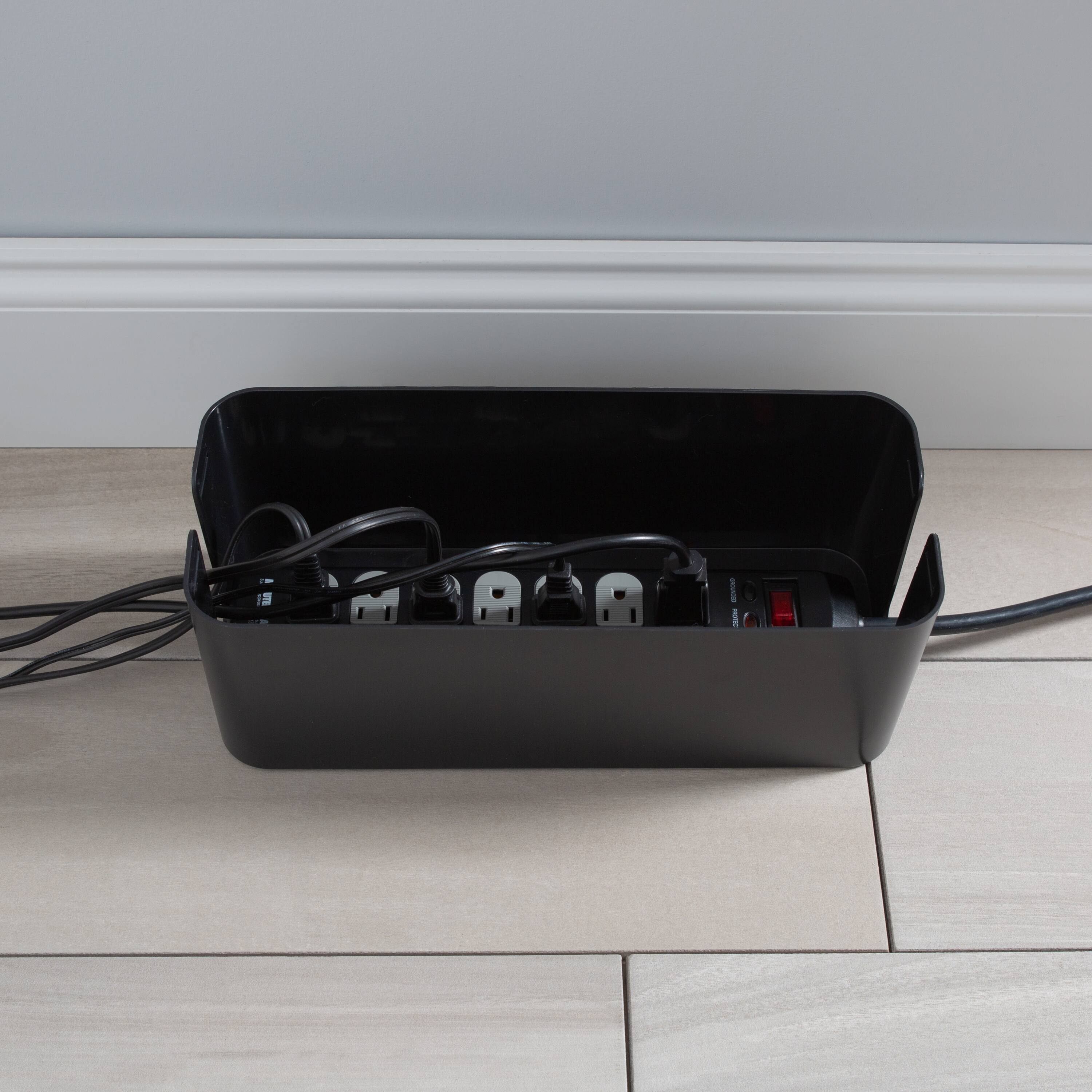 Simplify Black Cable Organizer Boxes, 2ct.