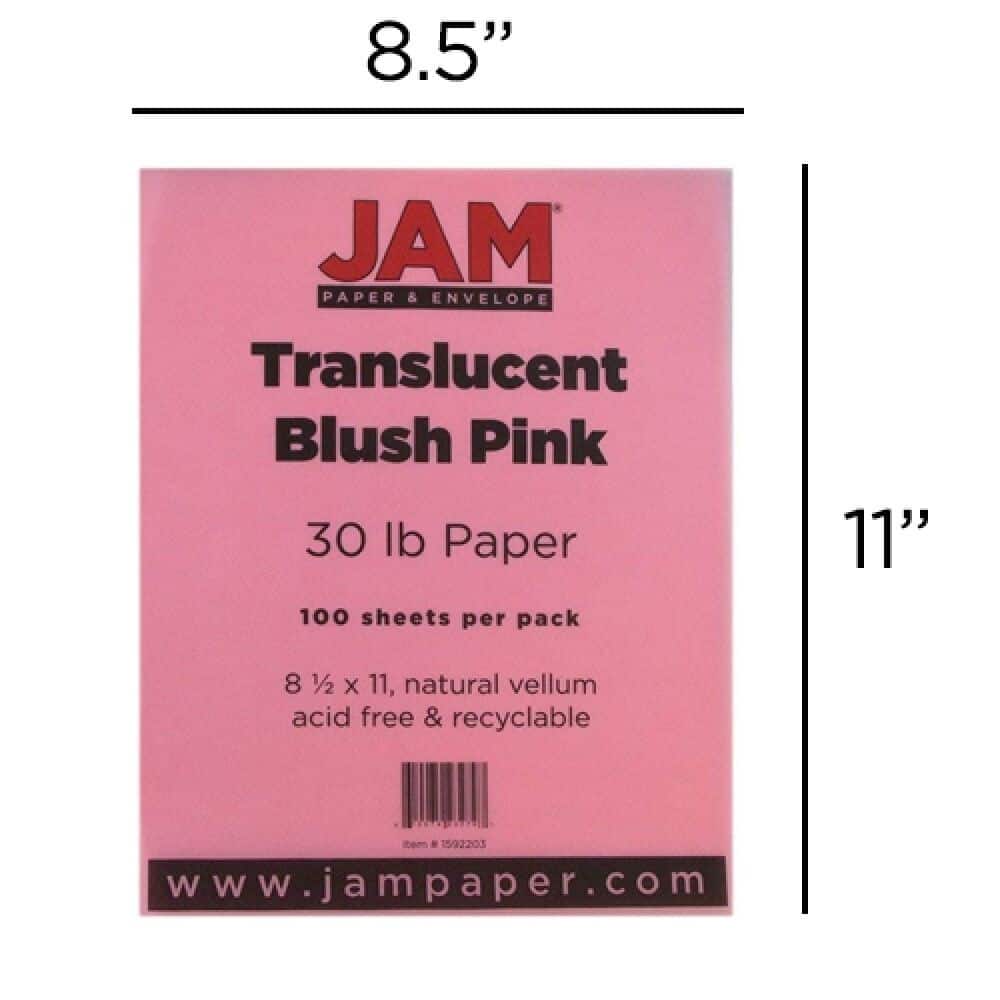 JAM Paper Translucent 8.5" x 11" 30lb. Vellum Paper, 100 Sheets