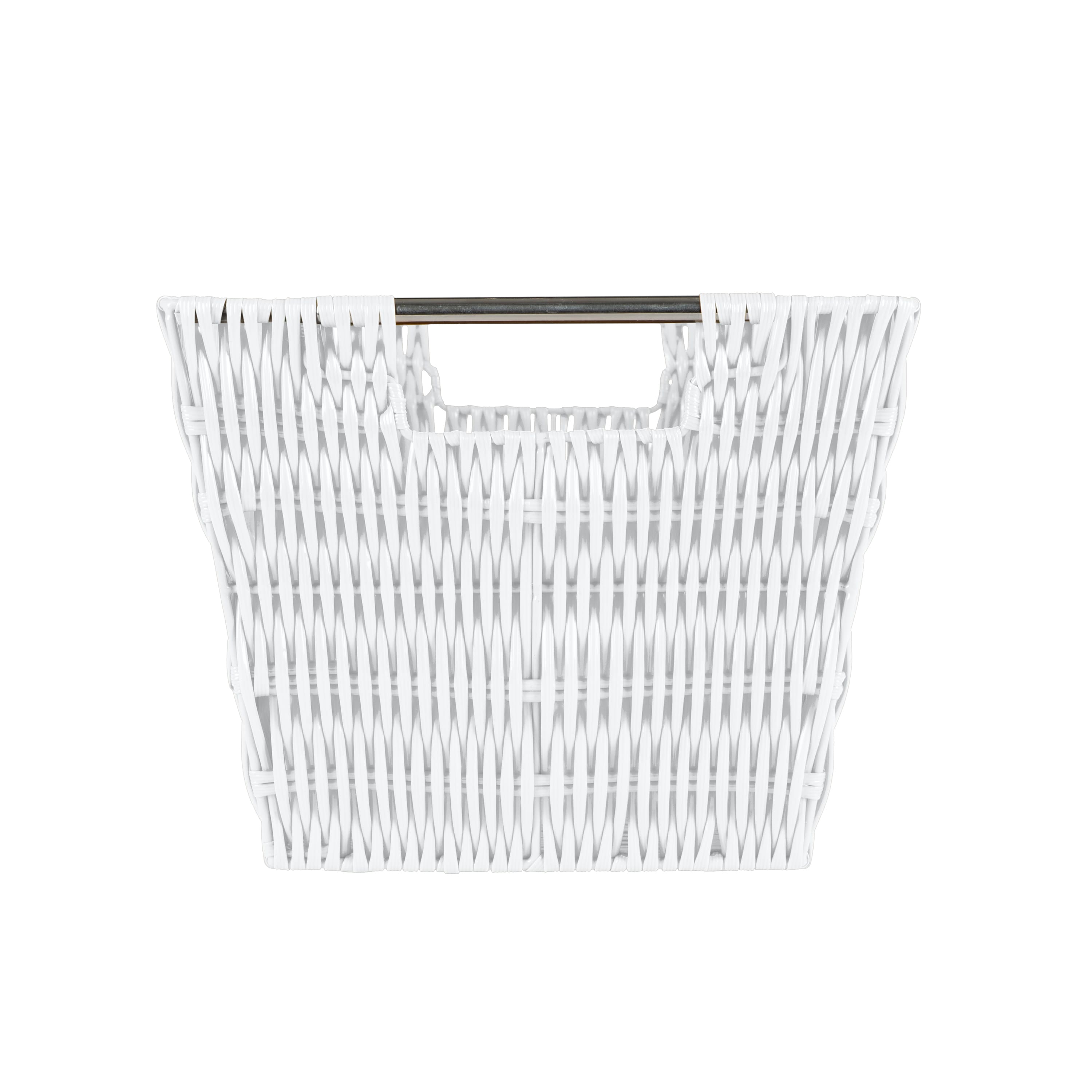 Simplify Medium White Rattan Storage Basket