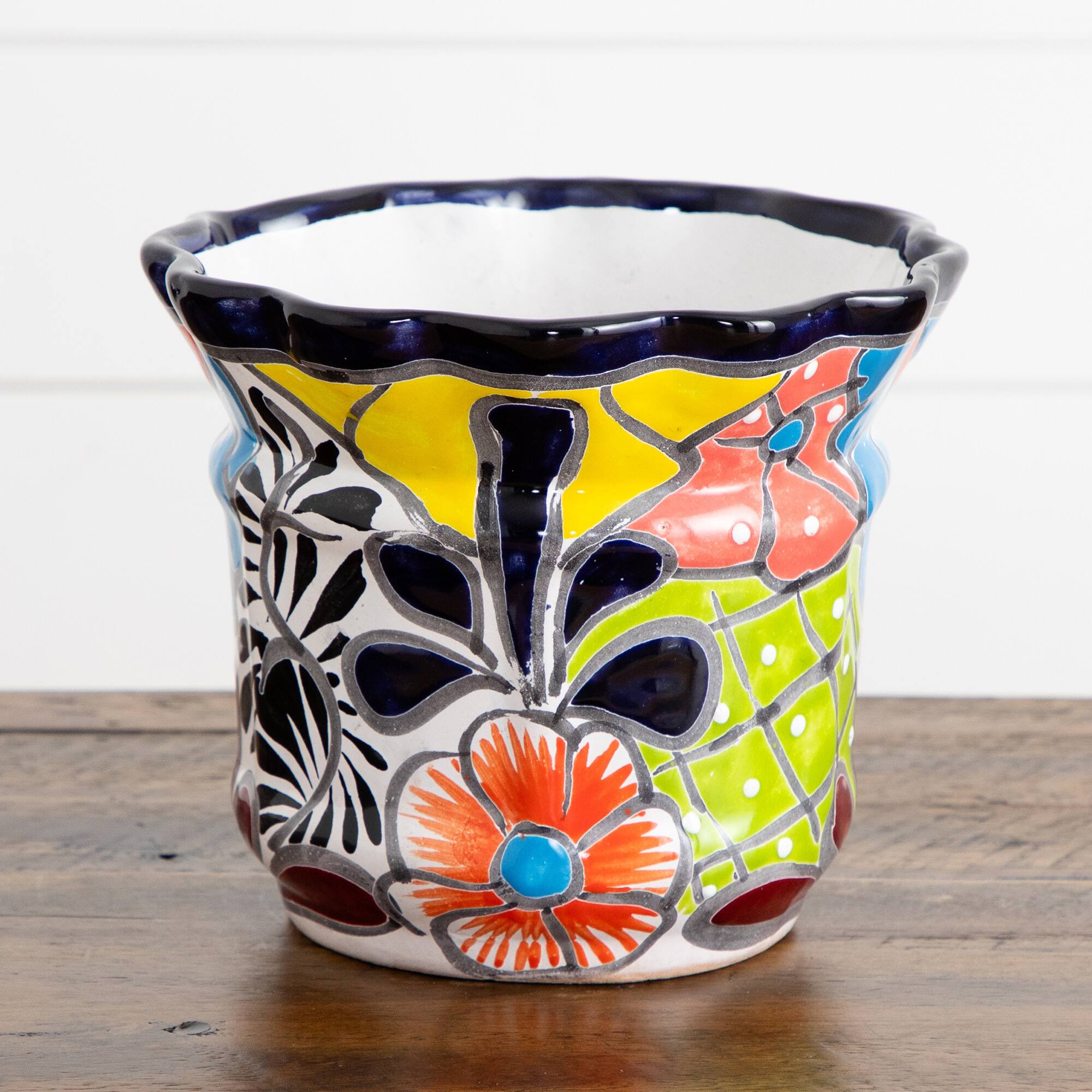 8&#x22; Handmade Mexican Talavera Ceramic Planter