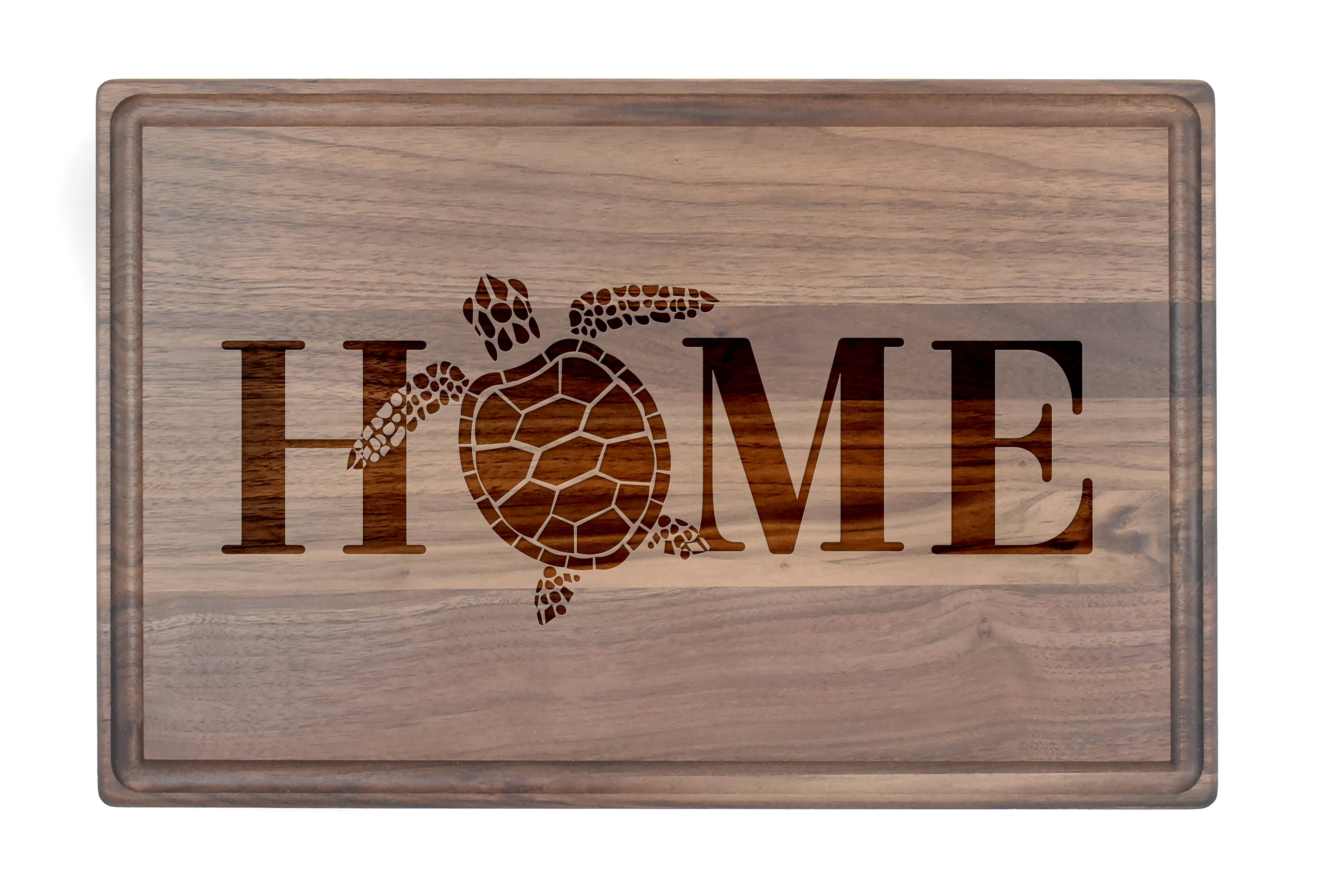 17" Home Turtle Walnut Wood Cutting Board