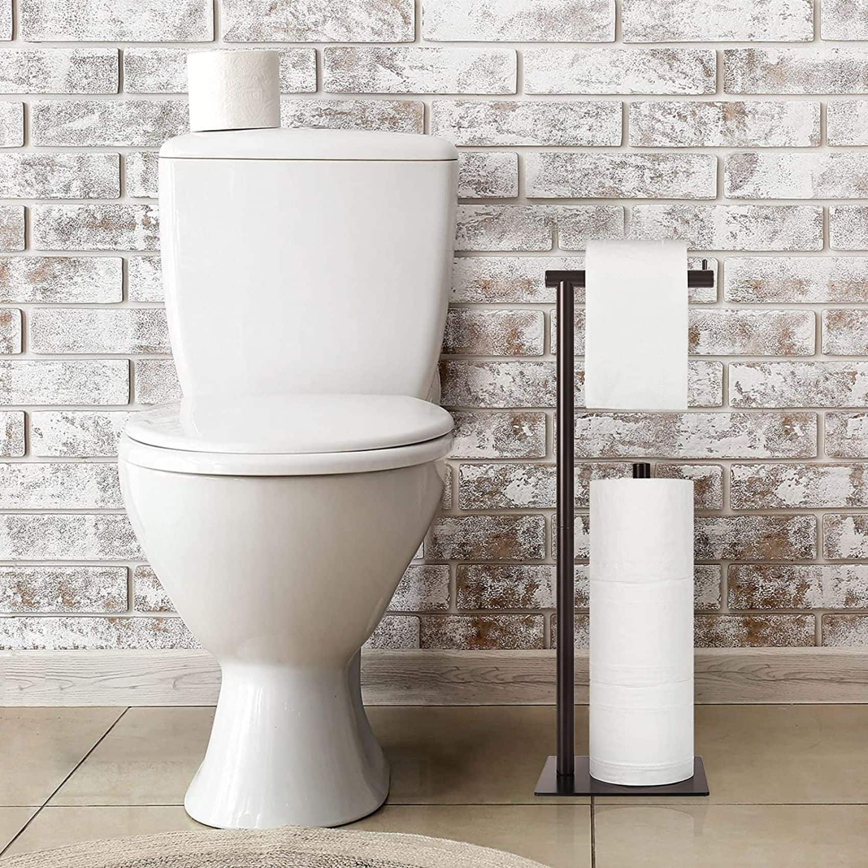 NEX&#x2122; 21&#x22; Brown Freestanding Industrial Toilet Paper Holder