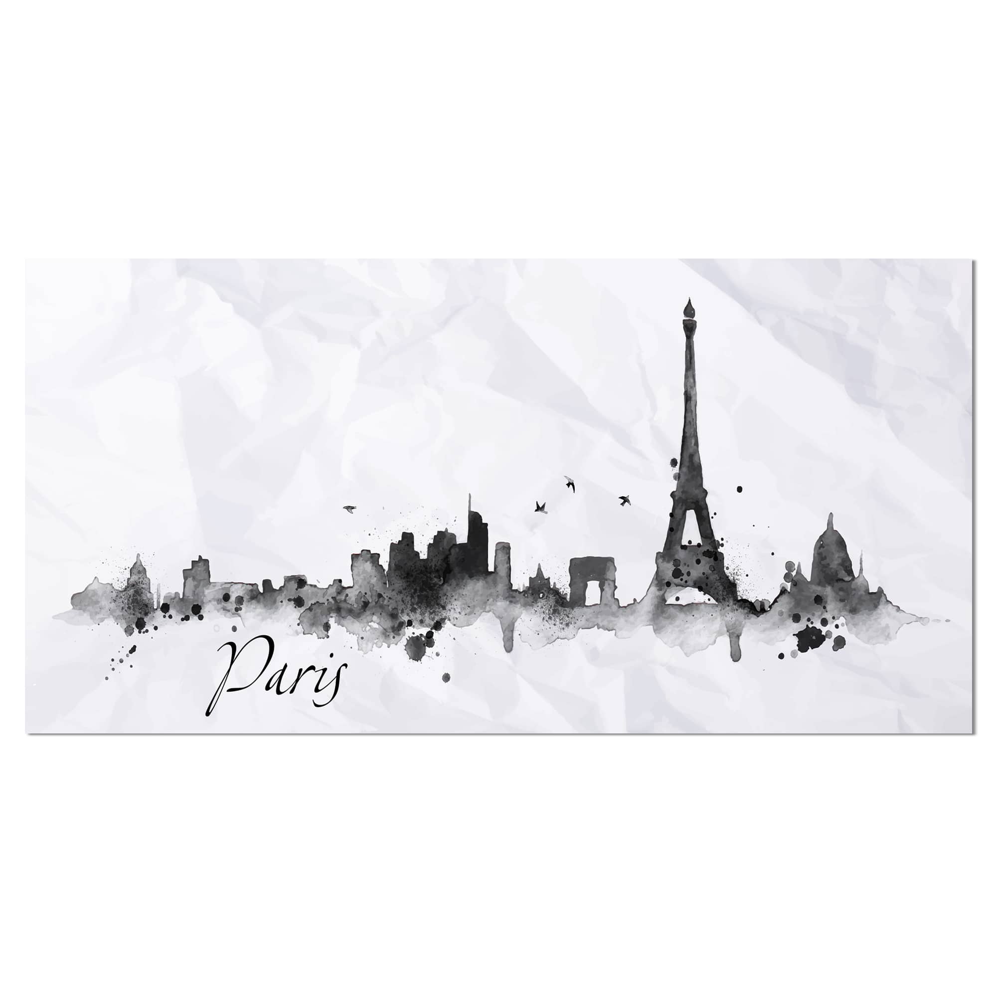 Designart - Paris with Eiffel Silhouette - Cityscape Painting Canvas Print