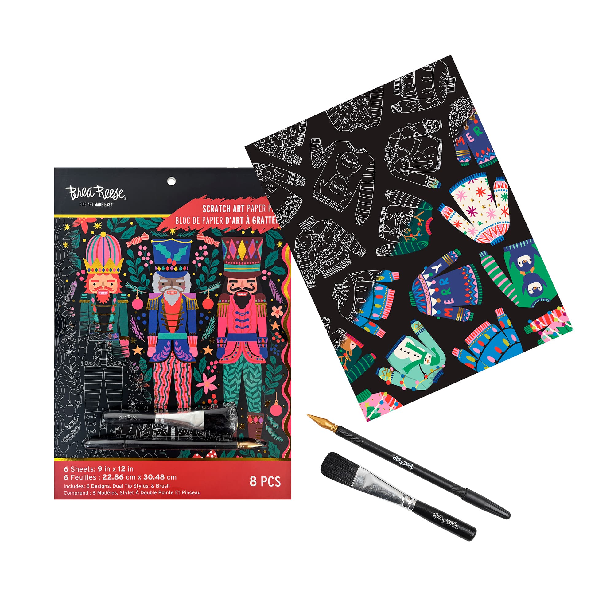 Brea Reese&#x2122; 9&#x22; x 12&#x22; Bright Christmas Scratch Art Paper Pad
