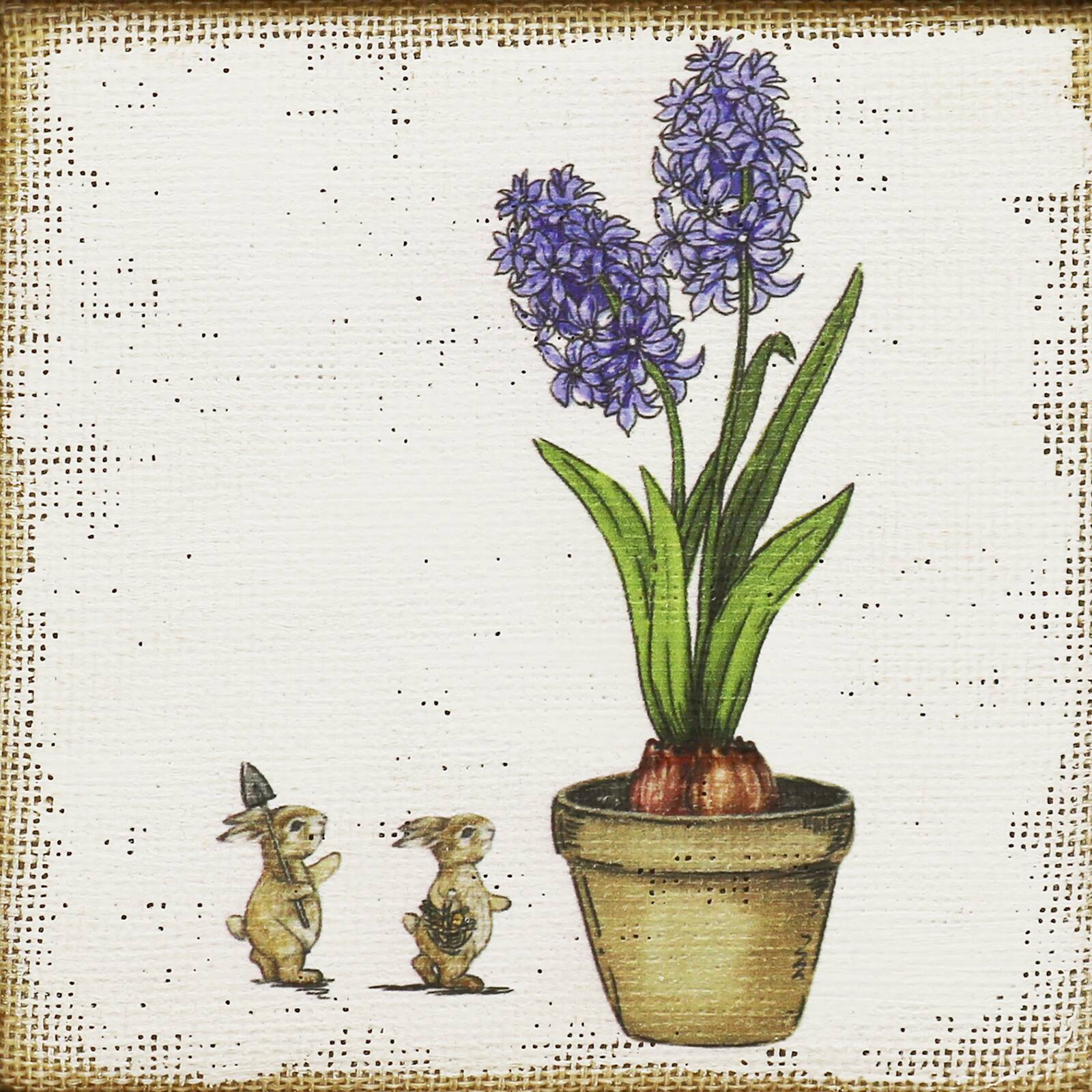 6&#x22; Bunnies &#x26; Lavender Tabletop Canvas Block by Ashland&#xAE;