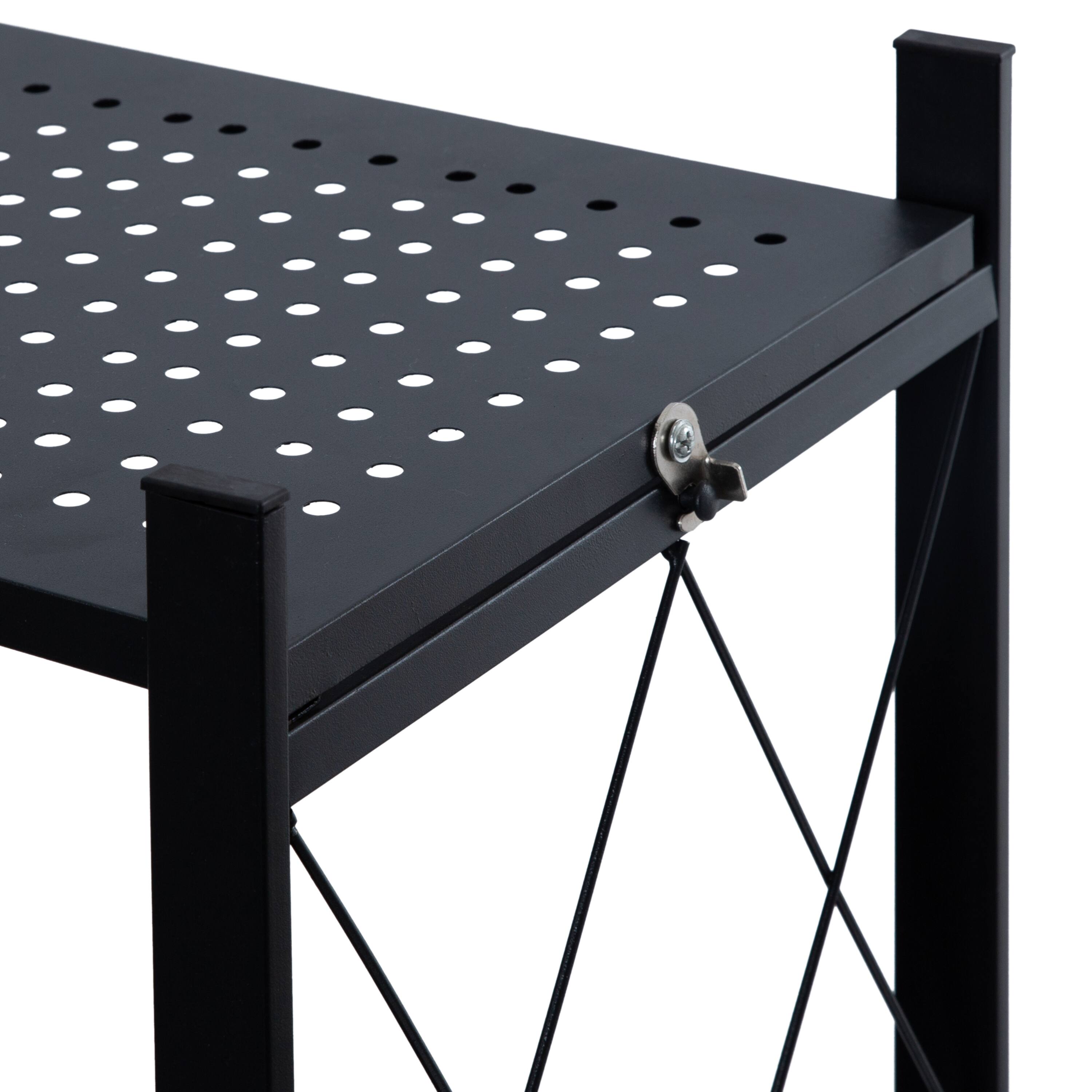 Organize It All Black 3-Tier Foldable Metal Rack with Wheels