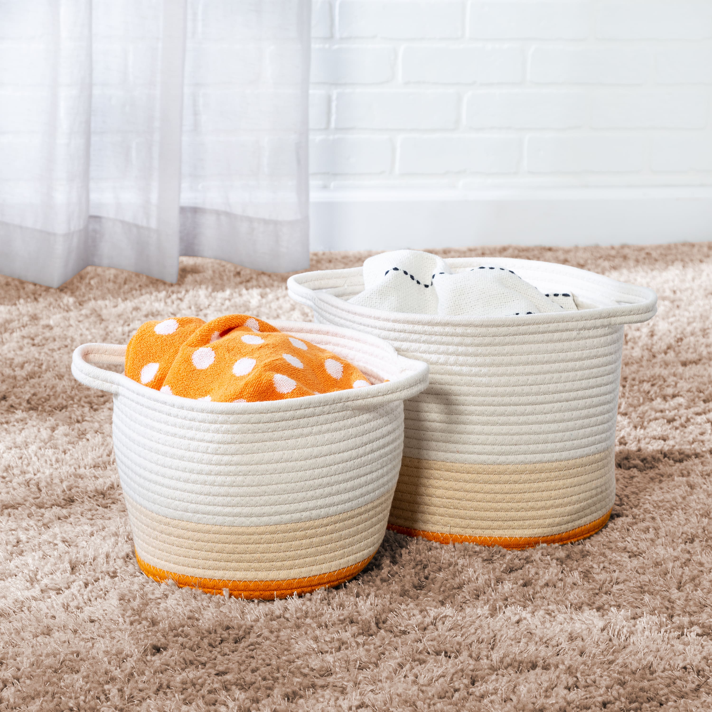 Honey Can Do Yellow Ombre Rope Storage Basket Set