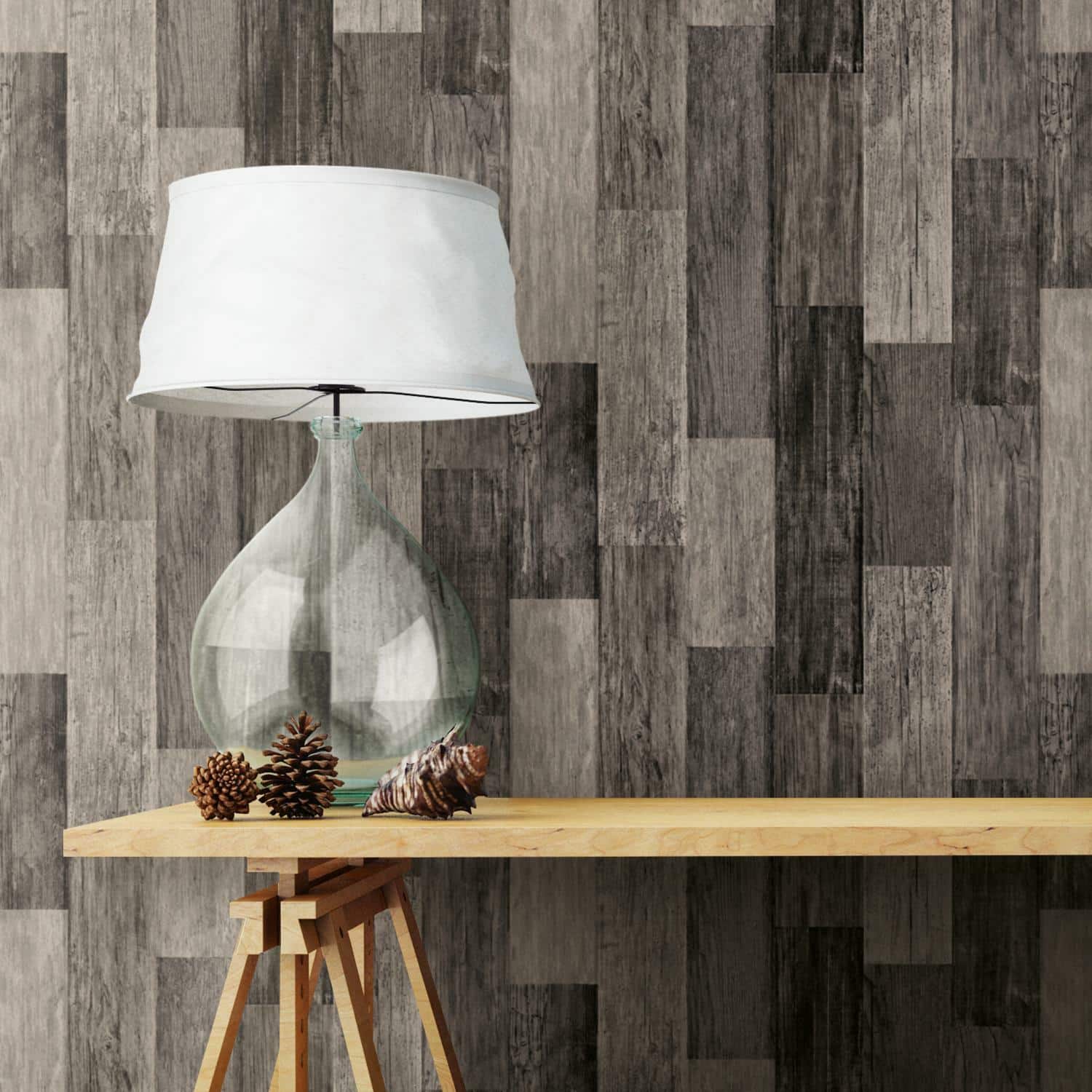 RoomMates Black Weathered Wood Plank Peel & Stick Wallpaper