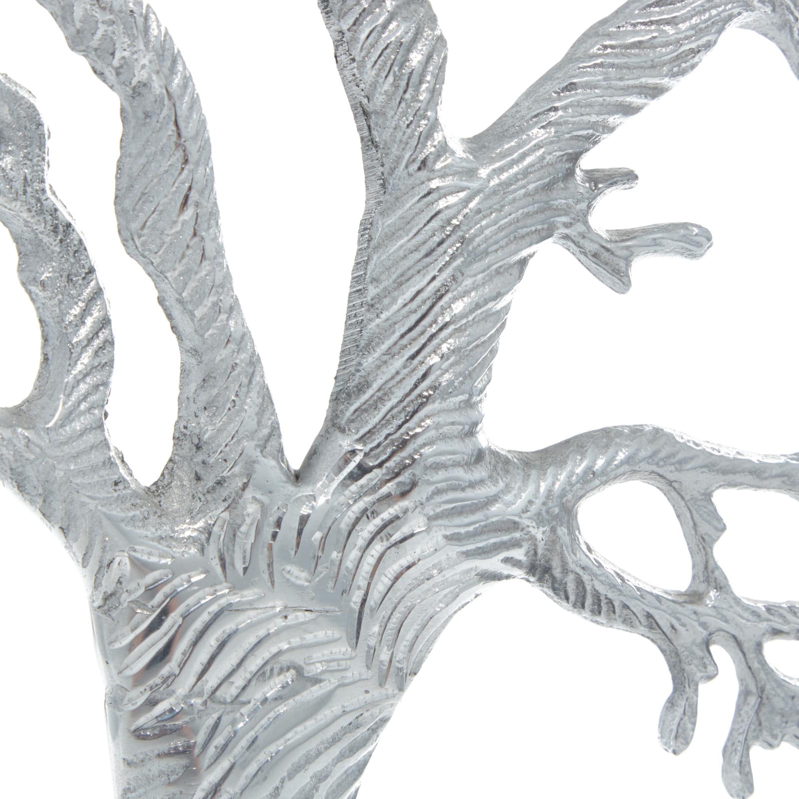 19&#x22; Silver Aluminum &#x26; Wood Tree-Inspired Contemporary Sculpture