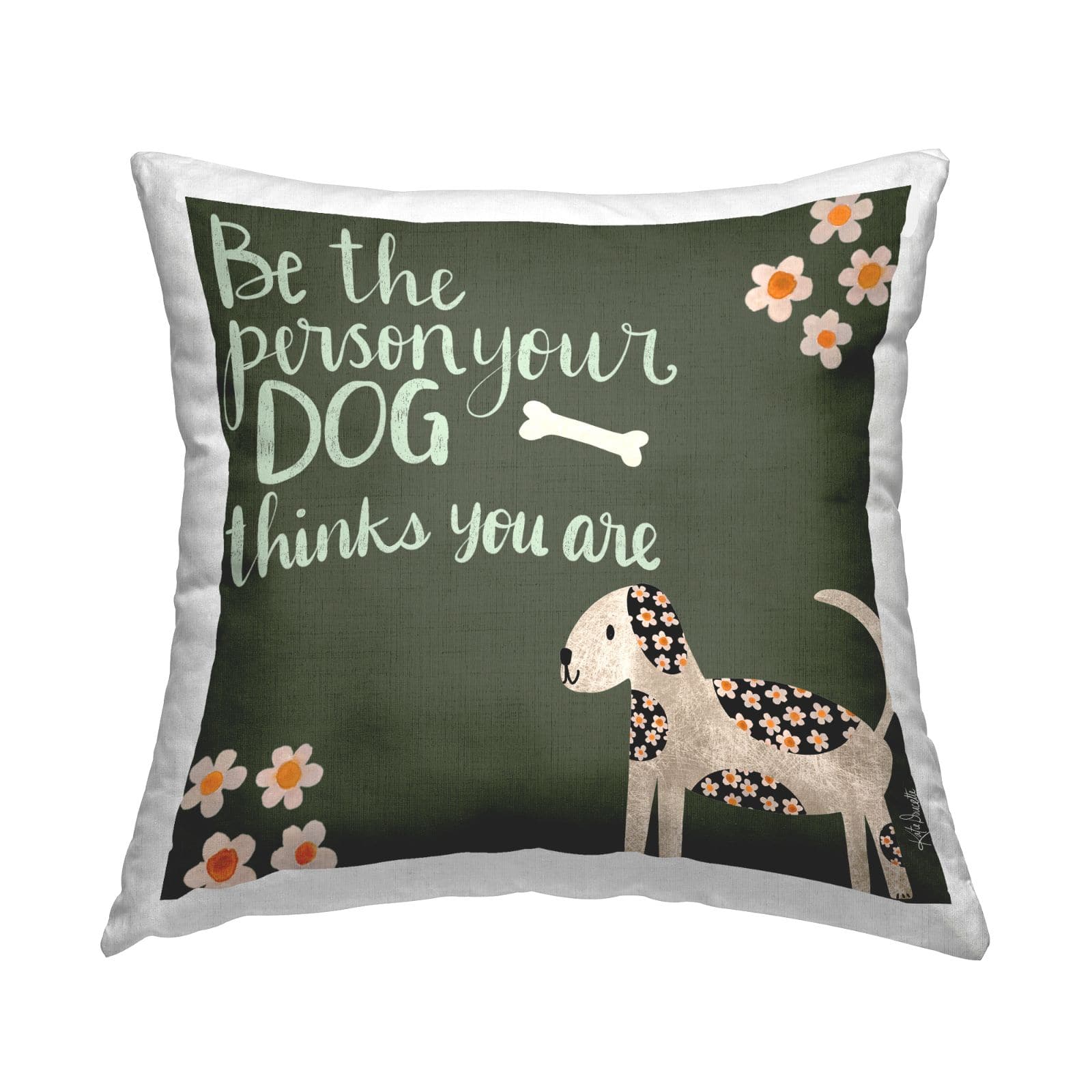 Stupell Industries Casual Daisy Pattern Dog Humor Phrase Throw Pillow, 18" x 18"