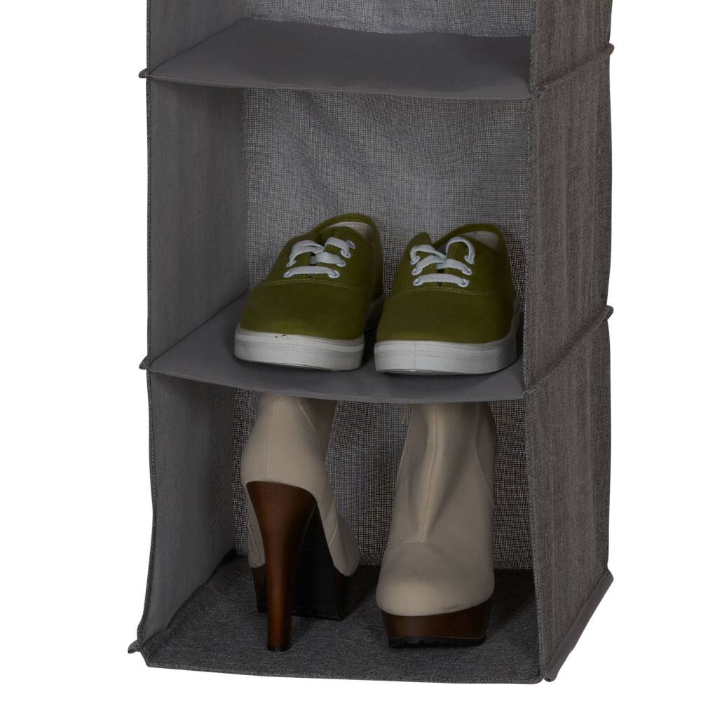 Household Essentials Gray Linen 6-Shelf Hanging Closet Organizer