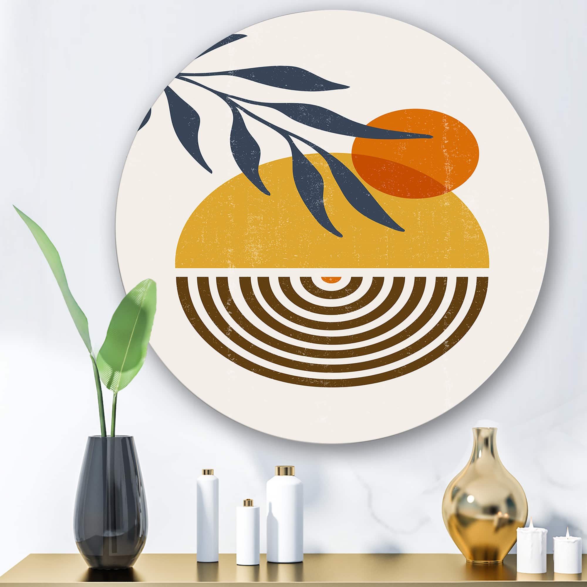 Designart - Botanical Minimalist Leaf With Abstract Shapes IV