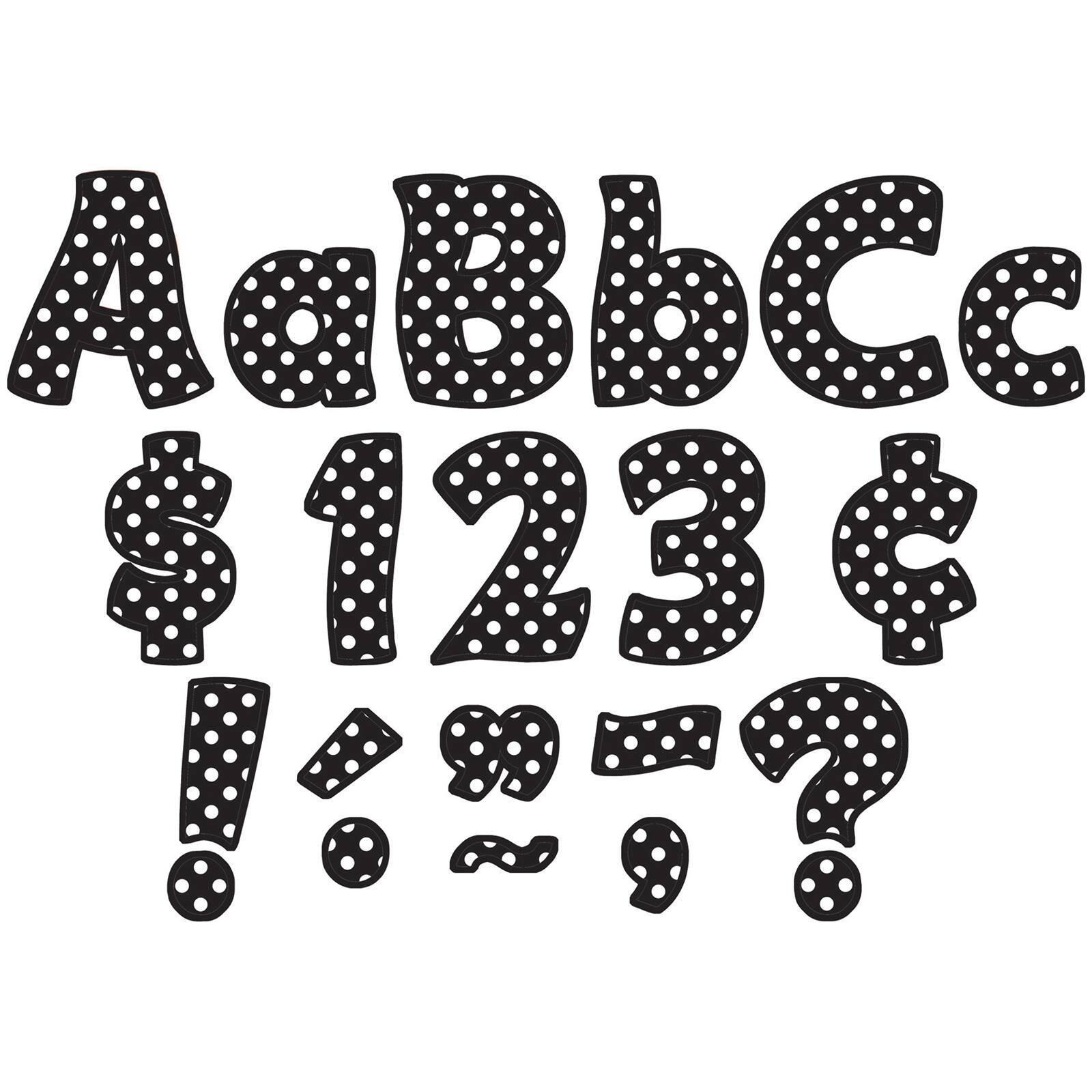 Teacher Created Resources Black Polka Dots Funtastic Font 4" Letters Combo Pack, 3 Packs of 624