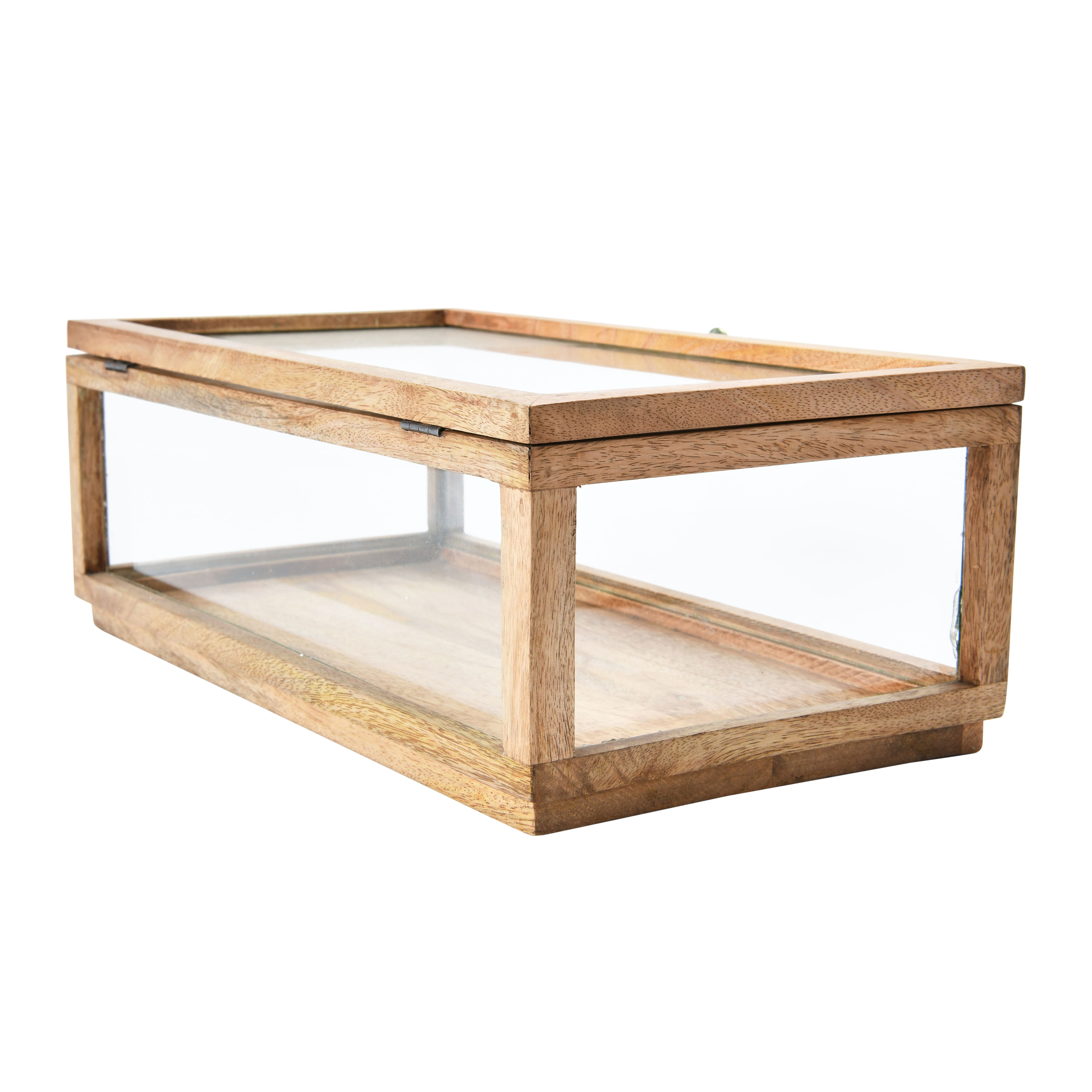 Hello Honey® 15" Mango Wood & Glass Display Box
