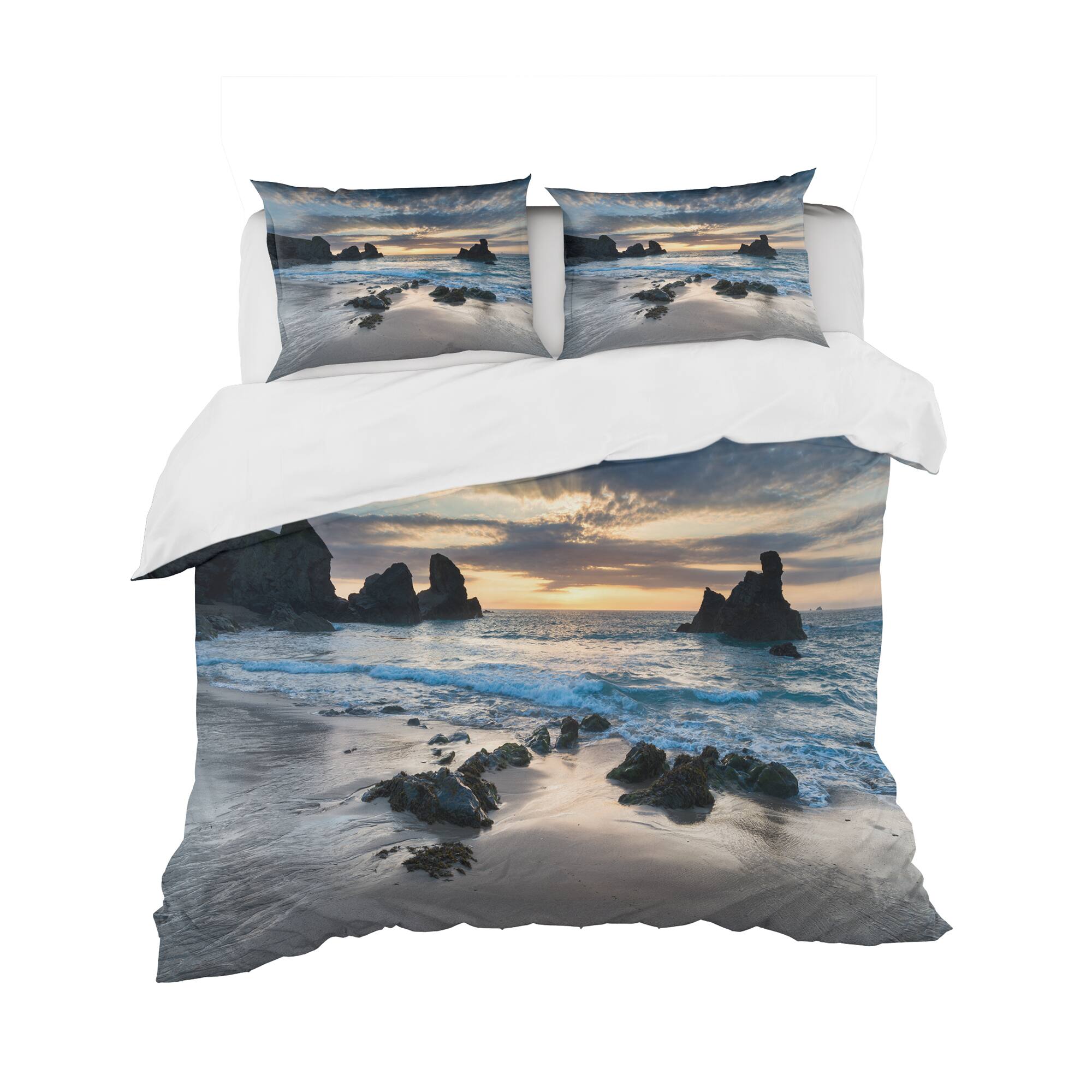 Designart &#x27;Beautiful Porthcothan Bay&#x27; Coastal Bedding Set - Duvet Cover &#x26; Shams