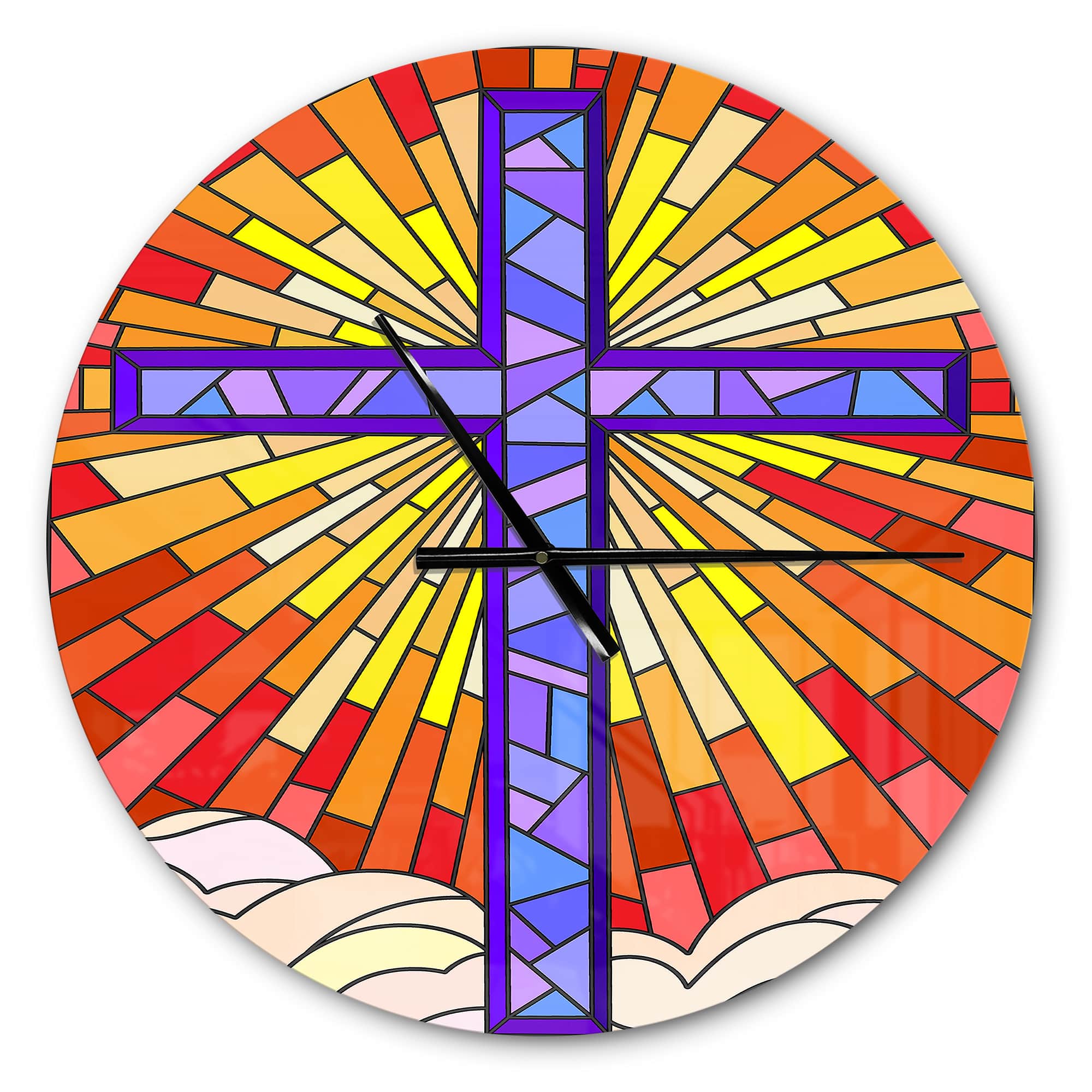 Designart 'Holy Cross Stained Glass Style Rustic Wall Clock