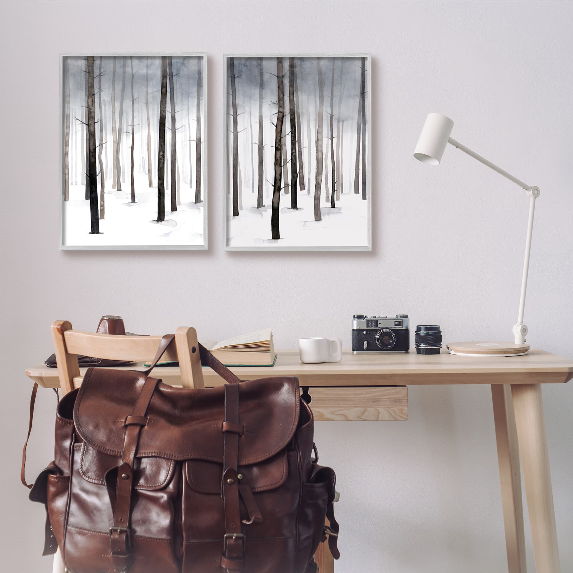 Stupell Industries Winter Snow Tree Forest Haze Eerie Cold in Gray Frame Wall Art