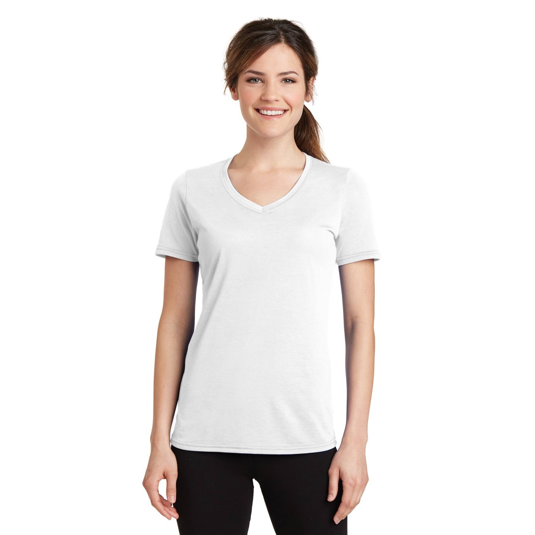Port & Company® Neutrals Ladies Performance Blend V-Neck T-Shirt