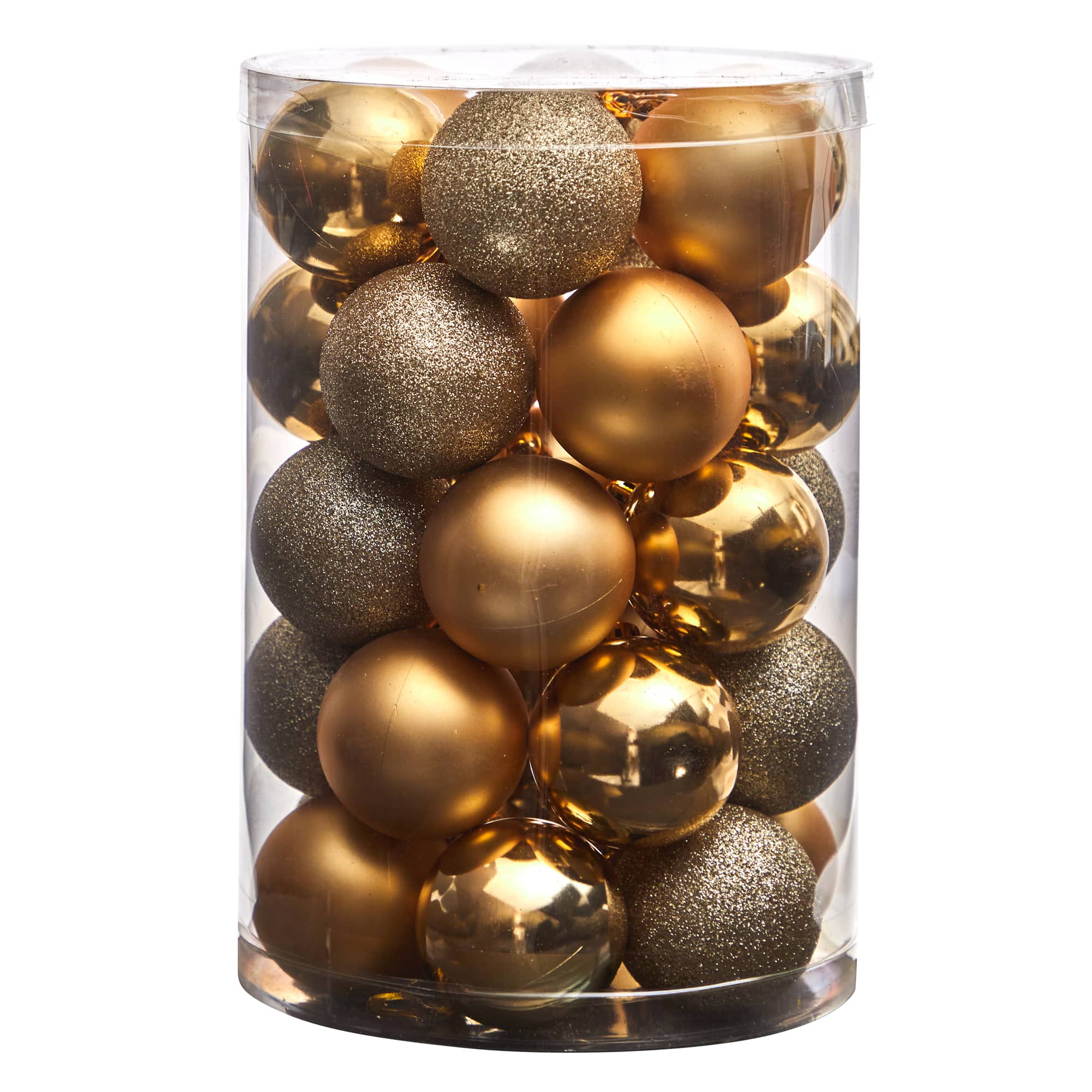 30ct. 2.5" Gold Shatterproof Christmas Ornaments