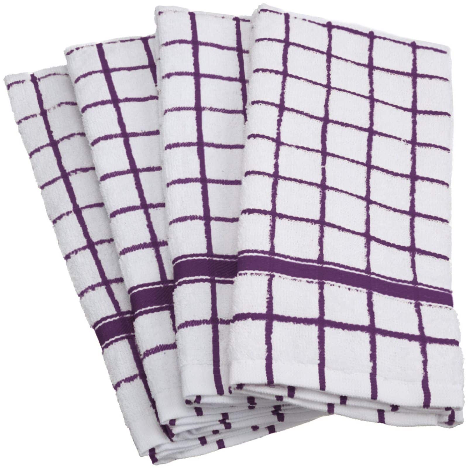 DII® Eggplant Windowpane Terry Dishtowel, 4ct.
