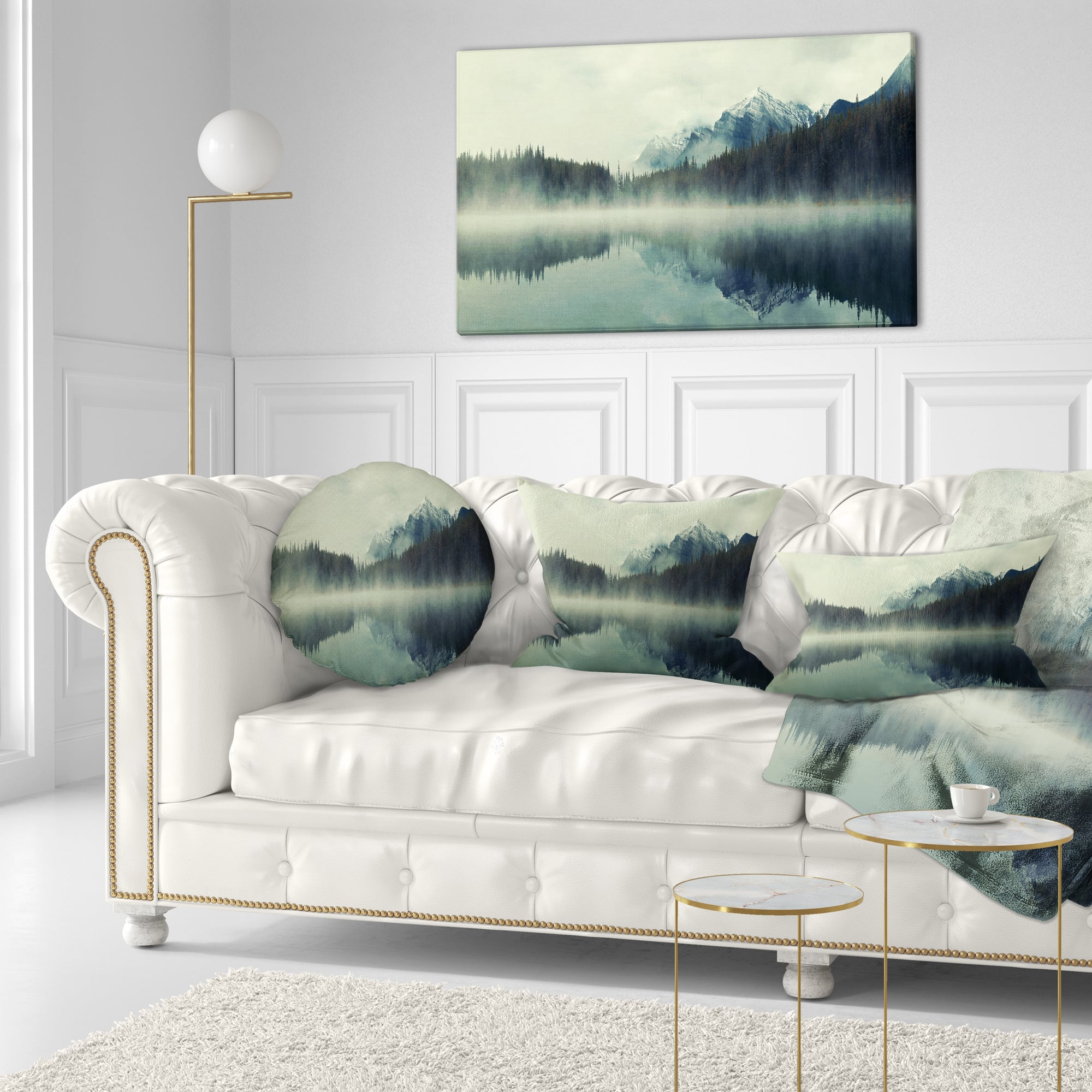 Designart - Lake Herbert in Foggy Morning - Modern Seascape Canvas Artwork