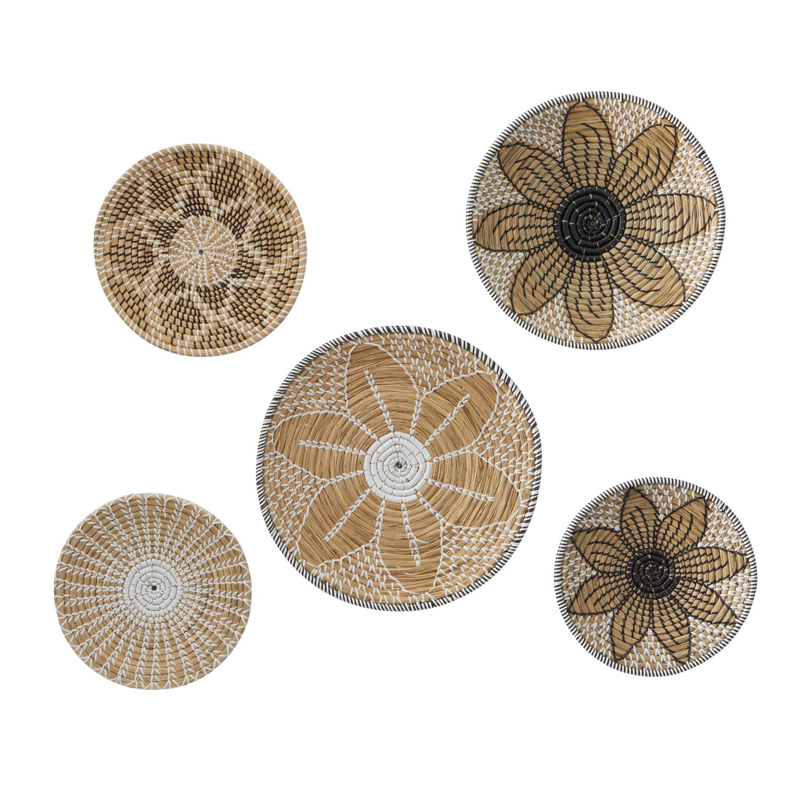 Brown Seagrass Bohemian Wall Decor, Set of 5 13", 19", 16", 14"