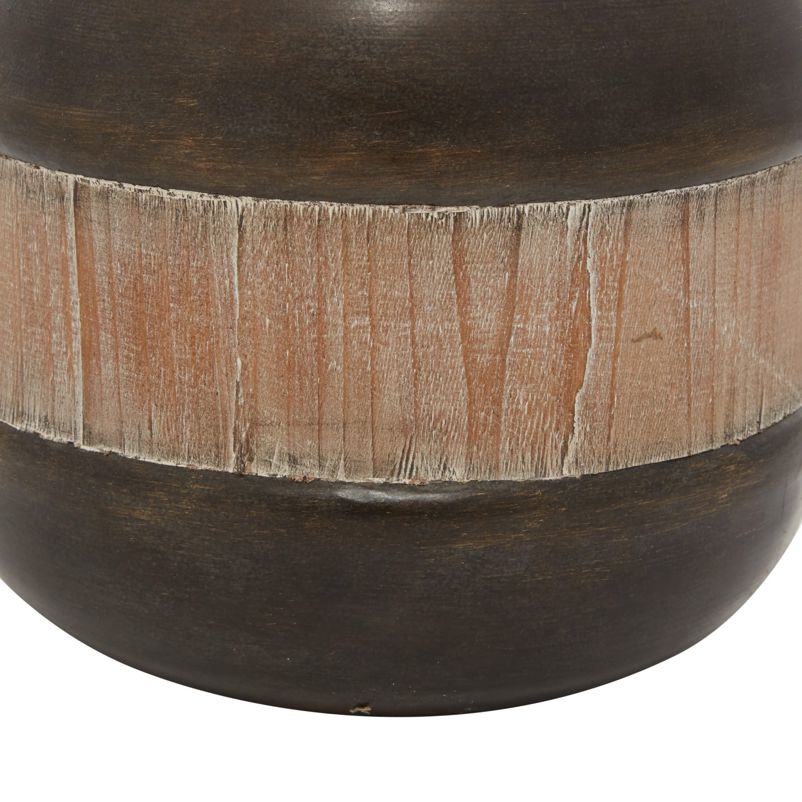11&#x22; Brown Metal Rustic Decorative Jar