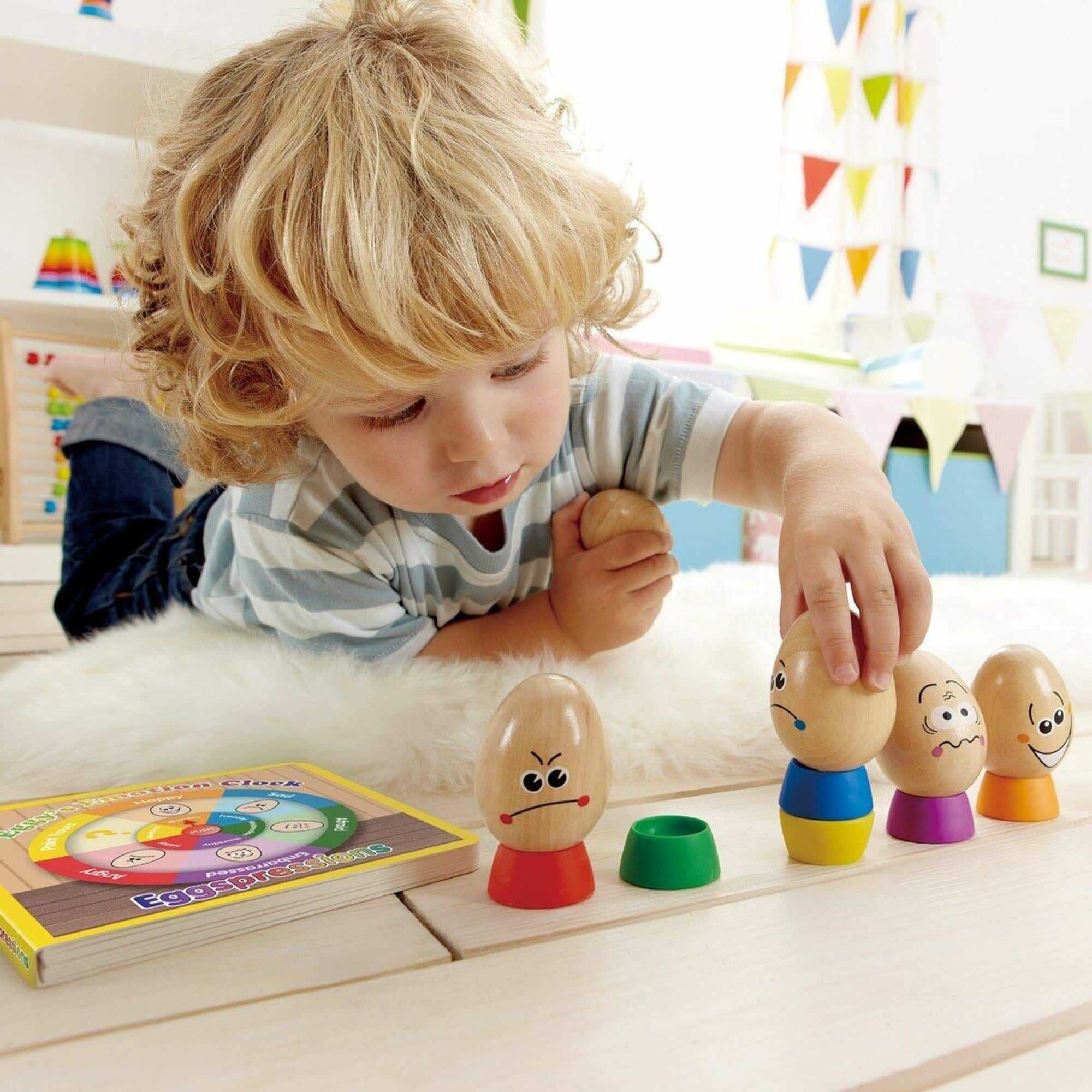 Hape Eggspressions Wooden Learning Toy &#x26; Illustrative Book Set