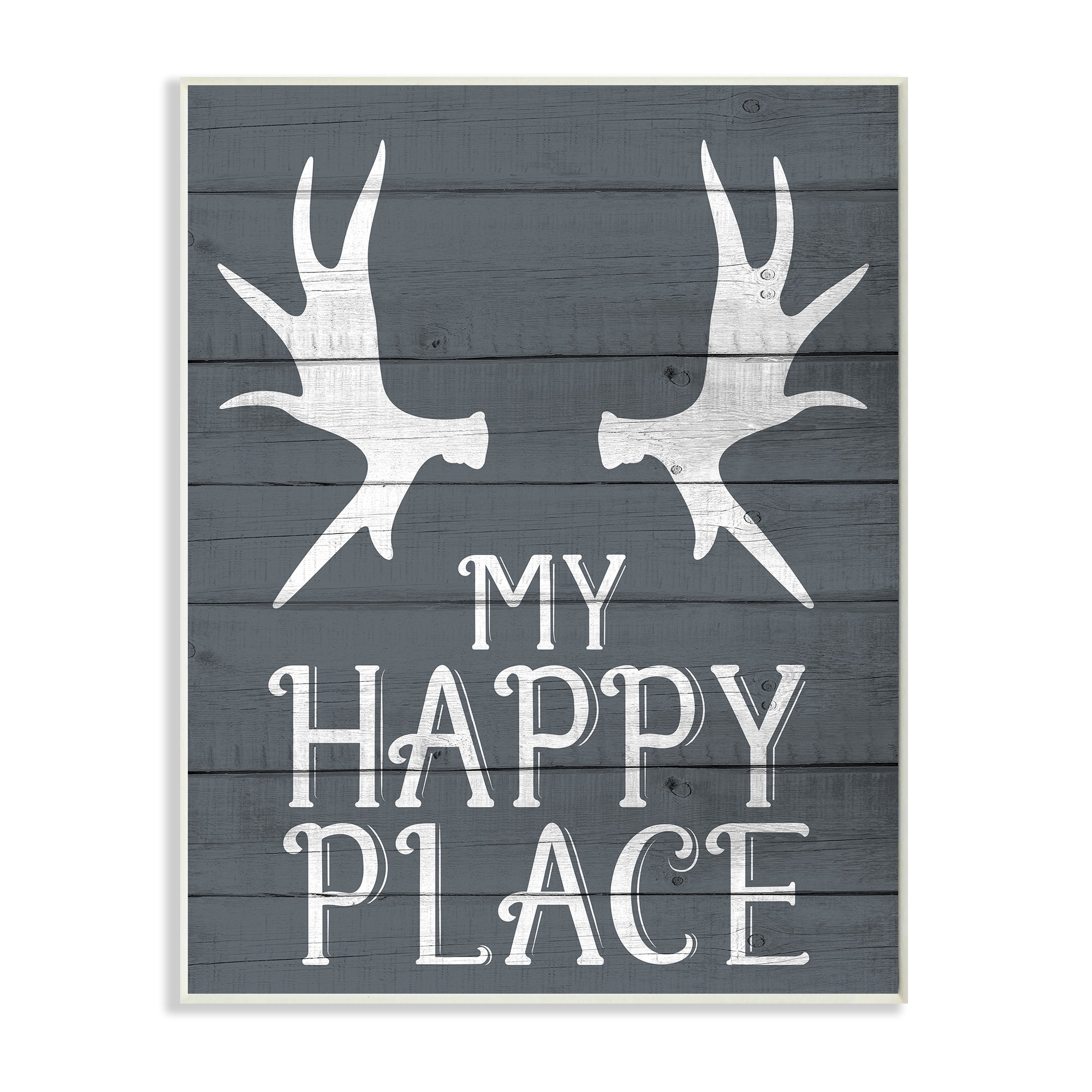Stupell Industries Rustic My Happy Place Large Elk Antlers Wall Plaque