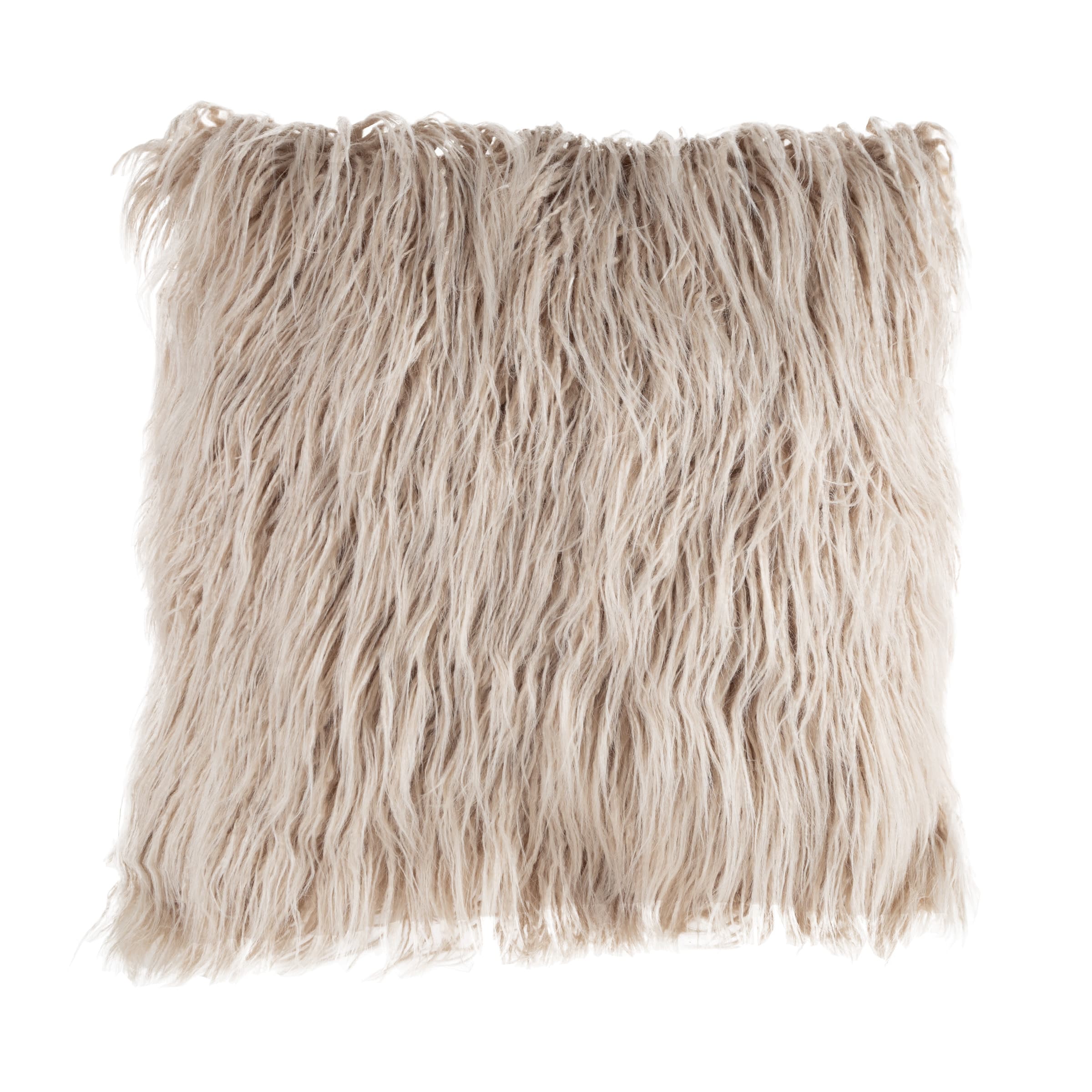 Mongolian Faux Fur Throw Pillow, 18